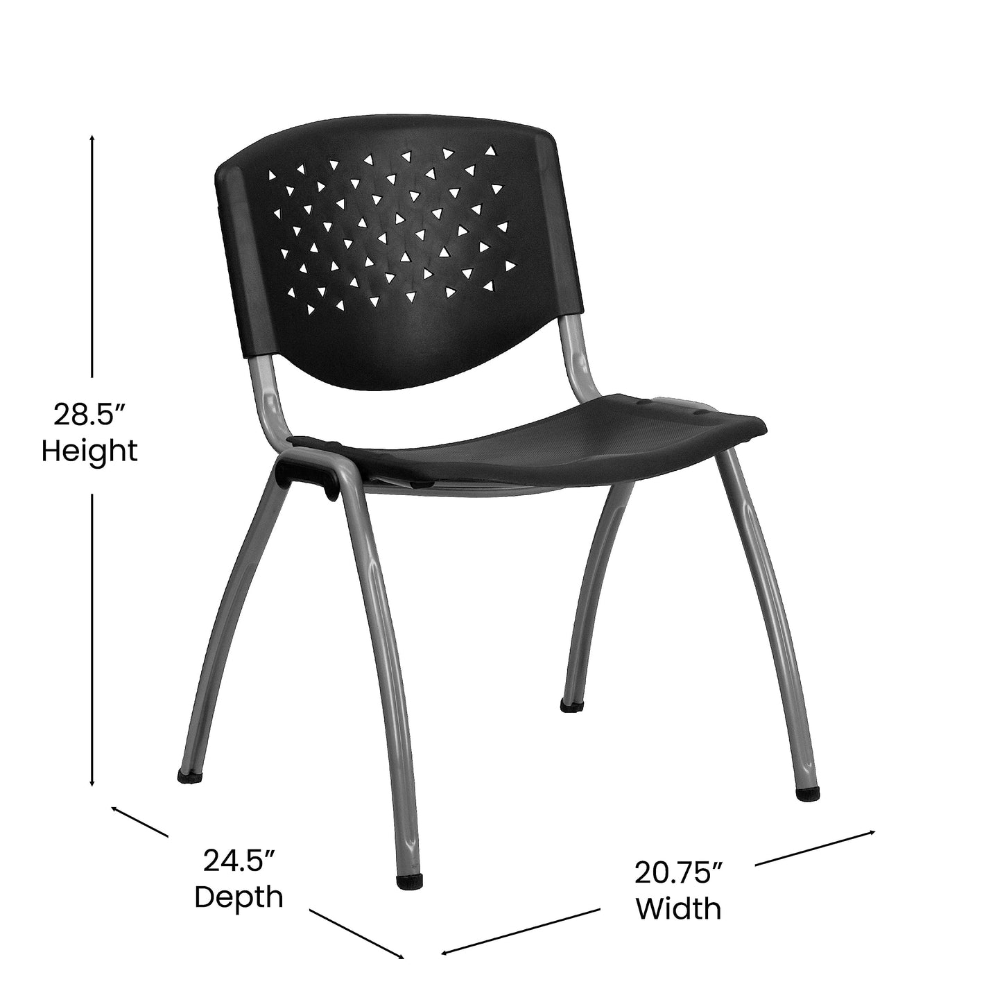 Flash Furniture Hercules Series Plastic Contoured Lobby Chairs with Perforated Backs, Ergonomic Stacking Chairs for Offices, Set of 5, Gray