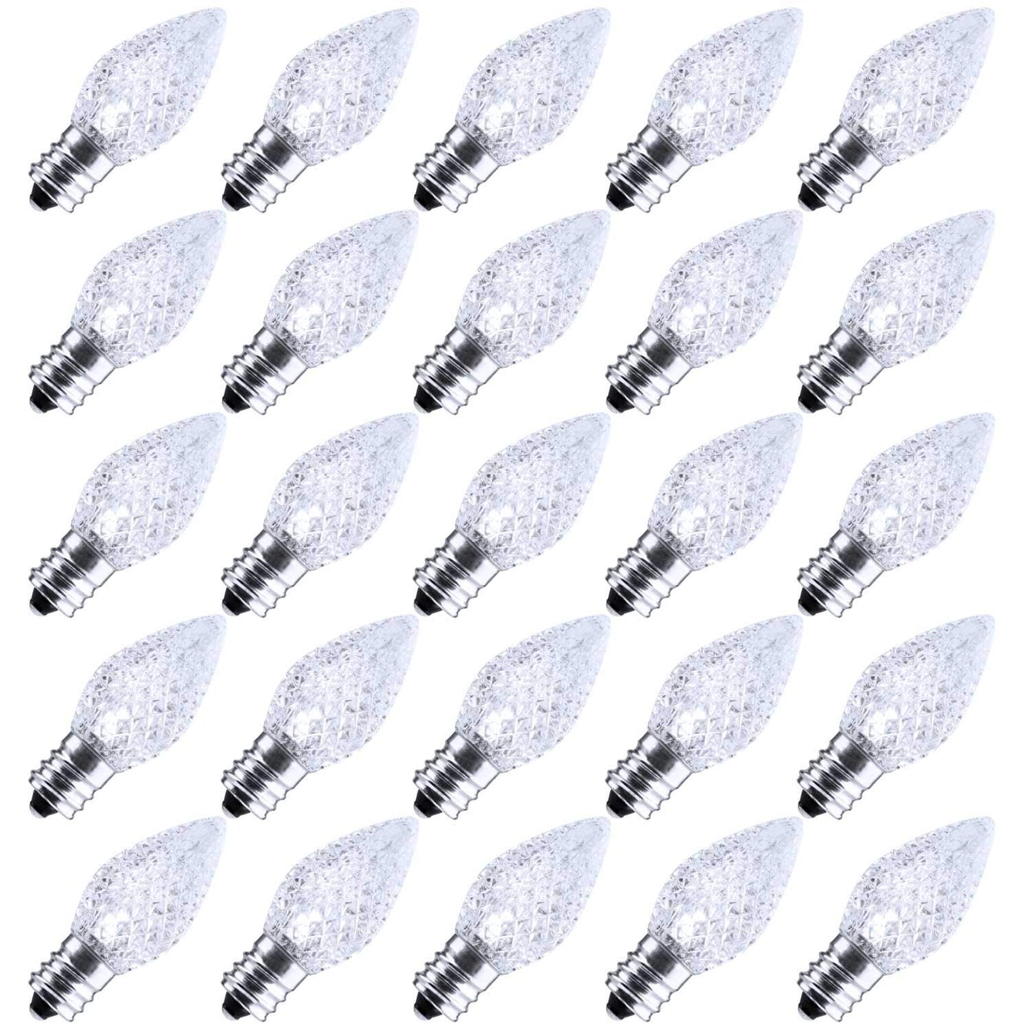 Minetom C7 LED Replacement Light Bulbs, Shatterproof, Dimmable, 50 Count, Pure White, E12 Candelabra Base