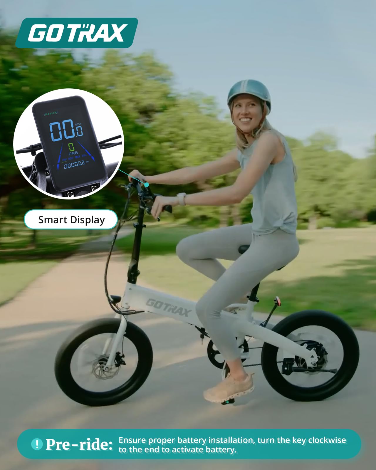Gotrax R1 20" Folding Electric Bike with 40 Miles (Pedal-assist1) by 48V Battery, 20Mph Power by 350W, Weighs Only 45lbs, LCD Display & 5 Pedal-Assist Levels, Suitable for Leisure Riding&Commuting WHI