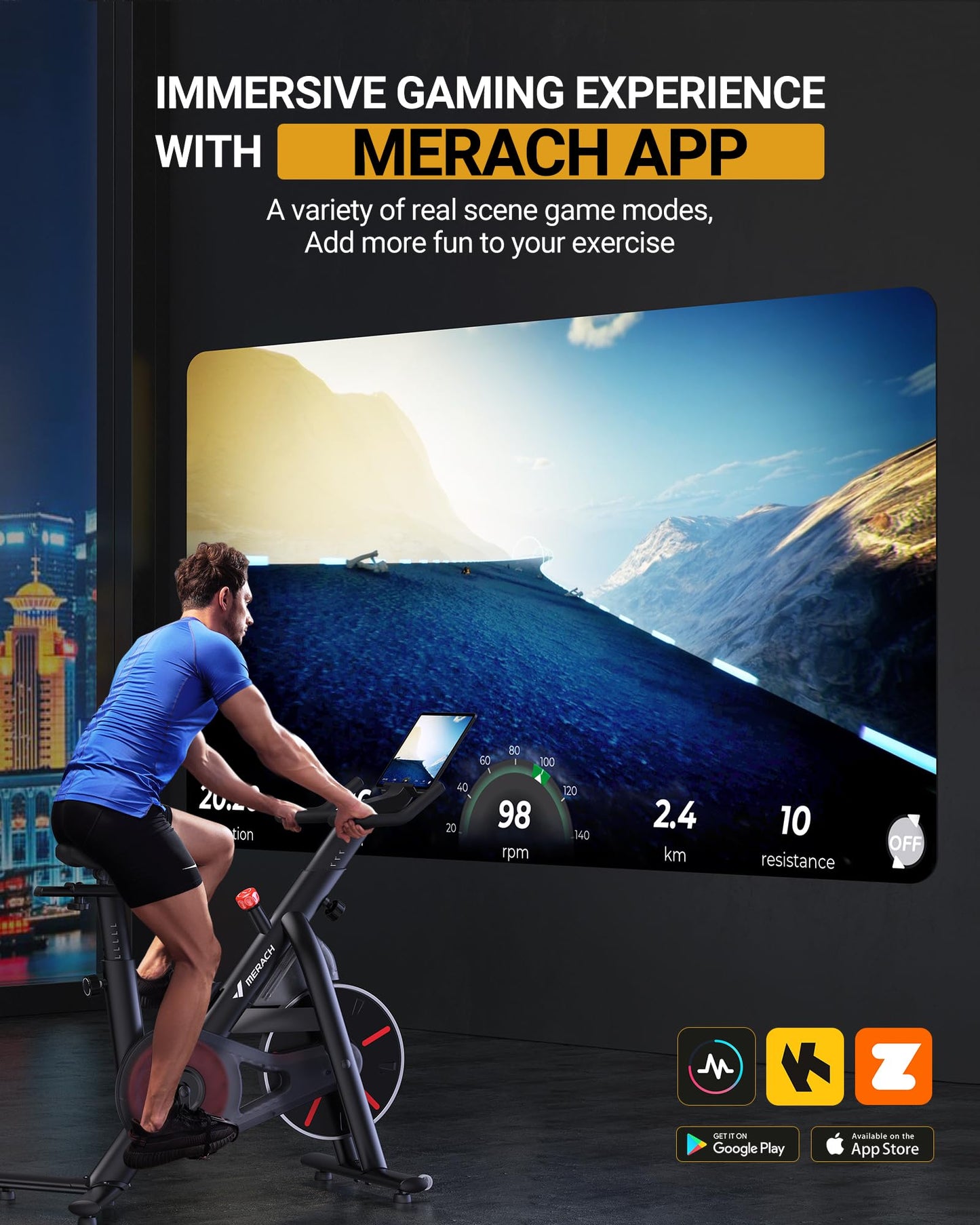 MERACH Exercise Bike, Bluetooth Stationary Bike for Home with Exclusive APP, Indoor Cycling Bike with Magnetic Resistance, 330lbs Weight Capacity
