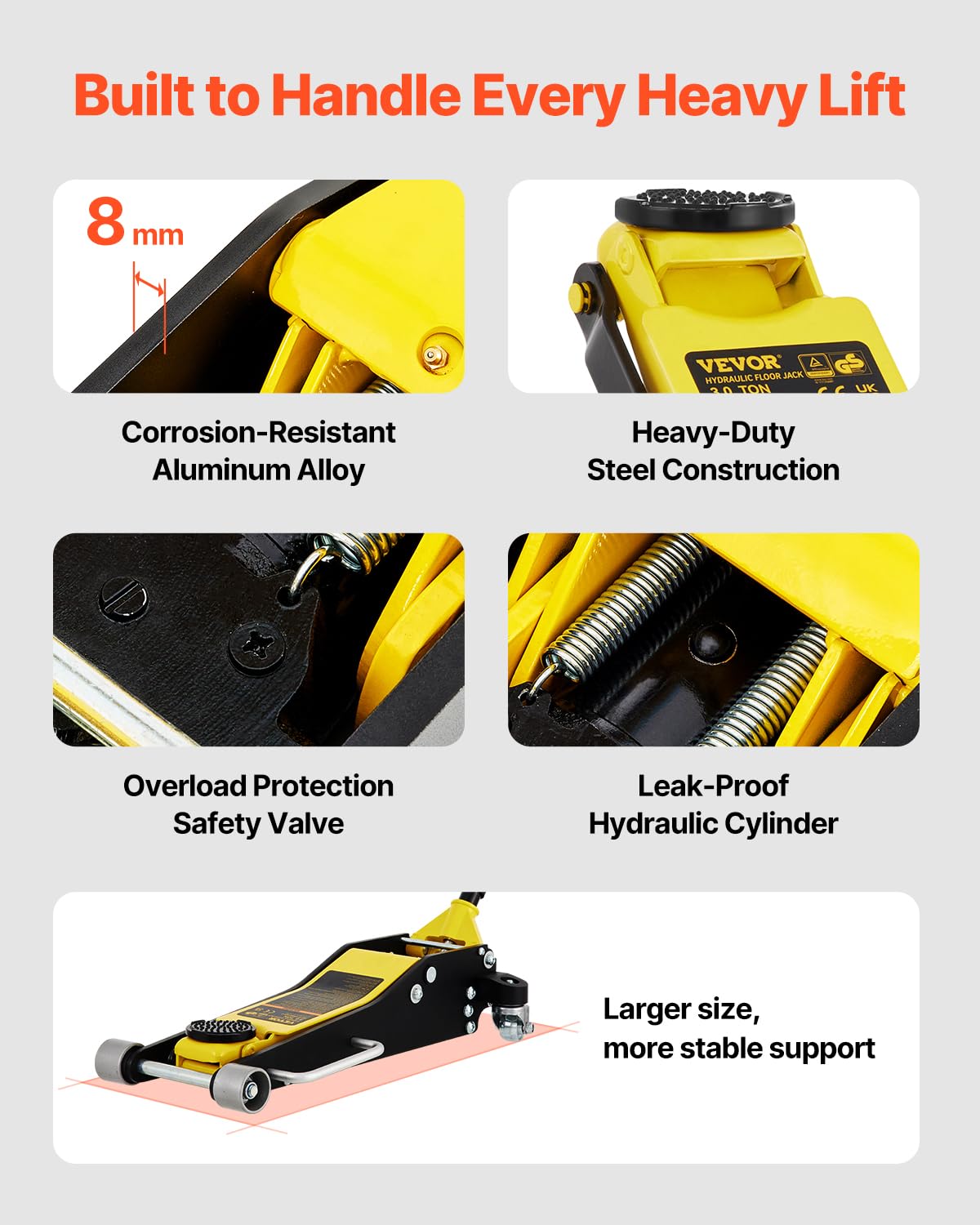 VEVOR 3 Ton Low Profile Aluminum & Steel Racing Floor Jack