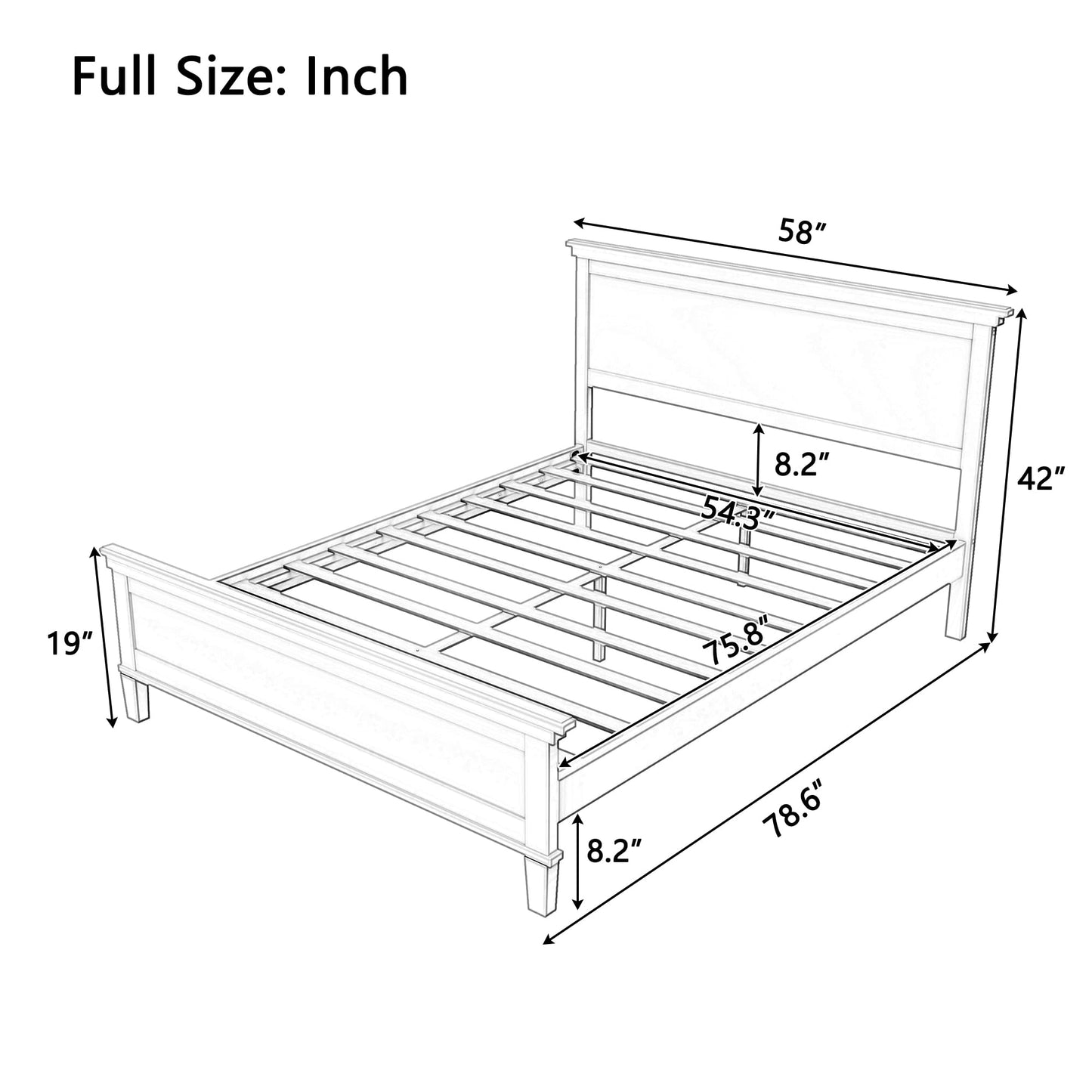 Merax Full Size Platform Bed Frame with Headboard, Solid Wood Bed Frame, Mid-Century Modern Farmhouse Bed with Wood Slat Support, No Box Spring Needed, Under-Bed Storage