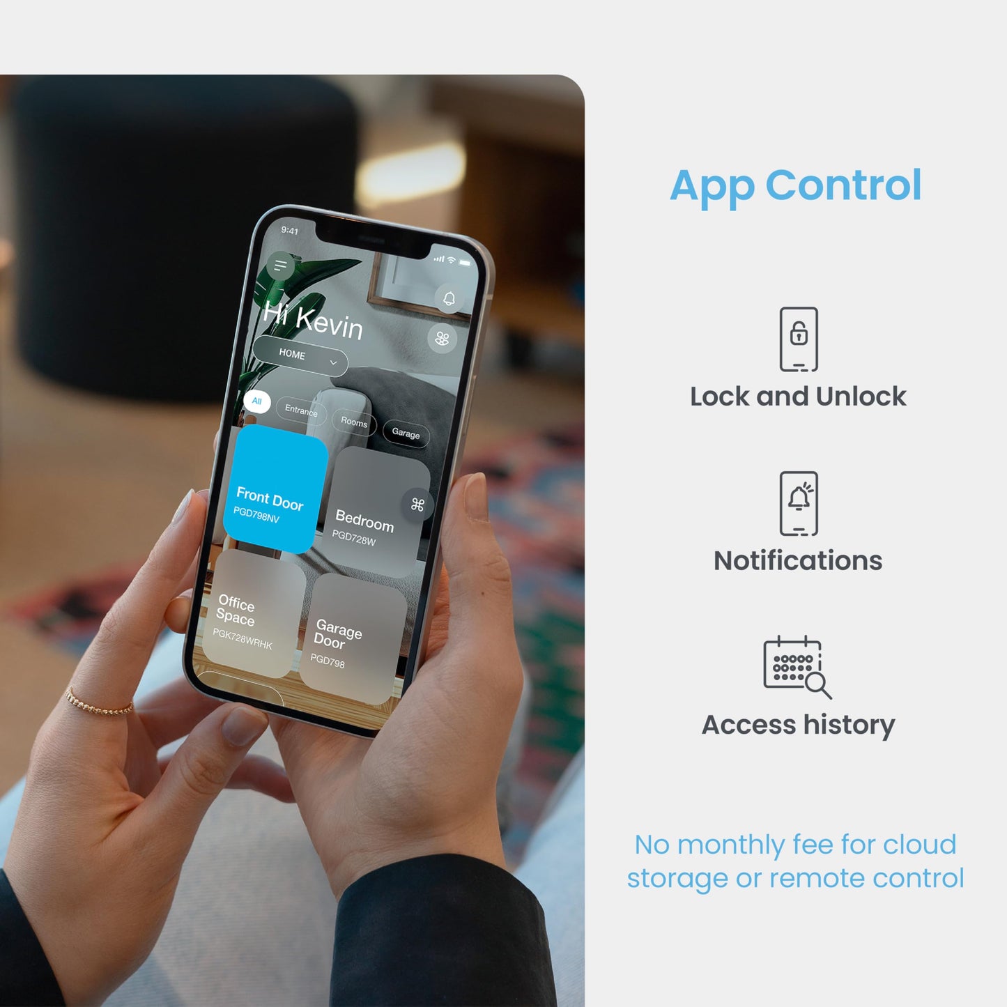 Lockly Secure Pro Smart Door Lock,Fingerprint Keyless Entry Door Lock,Apple Home Key Compatible,Auto Lock, App Remote Control,IP65 Waterproof,Easy Installation