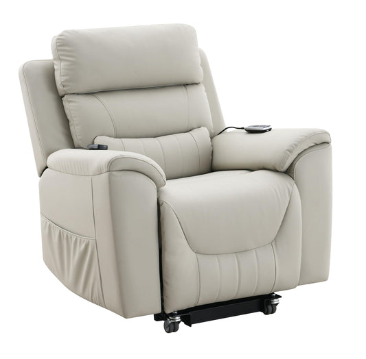 Acme Marsha Faux Leather Power Recliner with Lift & Massage in Light Gray