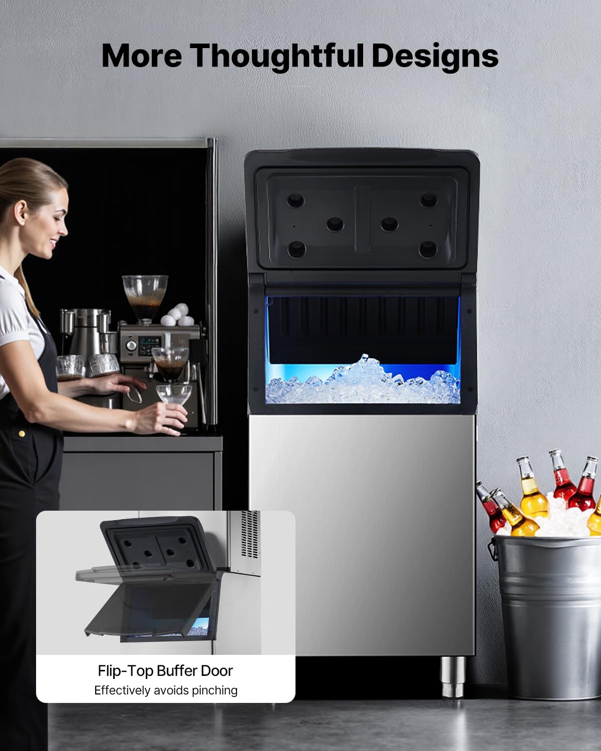 VEVOR Commercial Ice Maker Storage Bin, 300 LBS Capacity Ice-Bin, Commercial Ice Storage Bin with Adjustable Anti-Slip Rubber Feet, Suitable for Restaurant Hotel and Beverage Shops