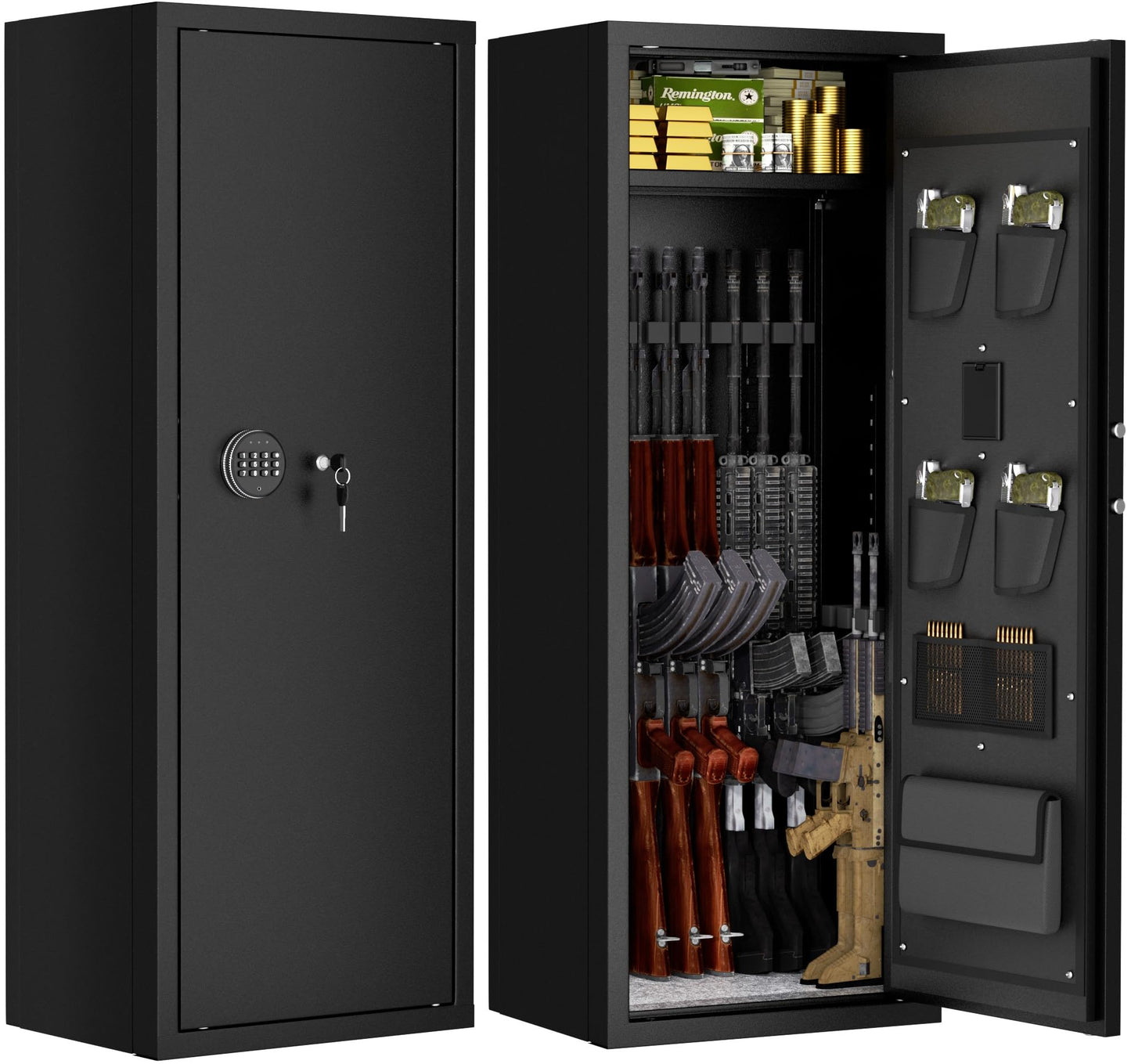 INTERGREAT 12-15 Gun Safe, Large Gun Safe for Rifles and Pistols, Quick Access Rifle Safe with 3 Removable Gun Racks and 4 Pistol Pockets, Digital Gun Cabinet with Dual Alarm and Mute Mode