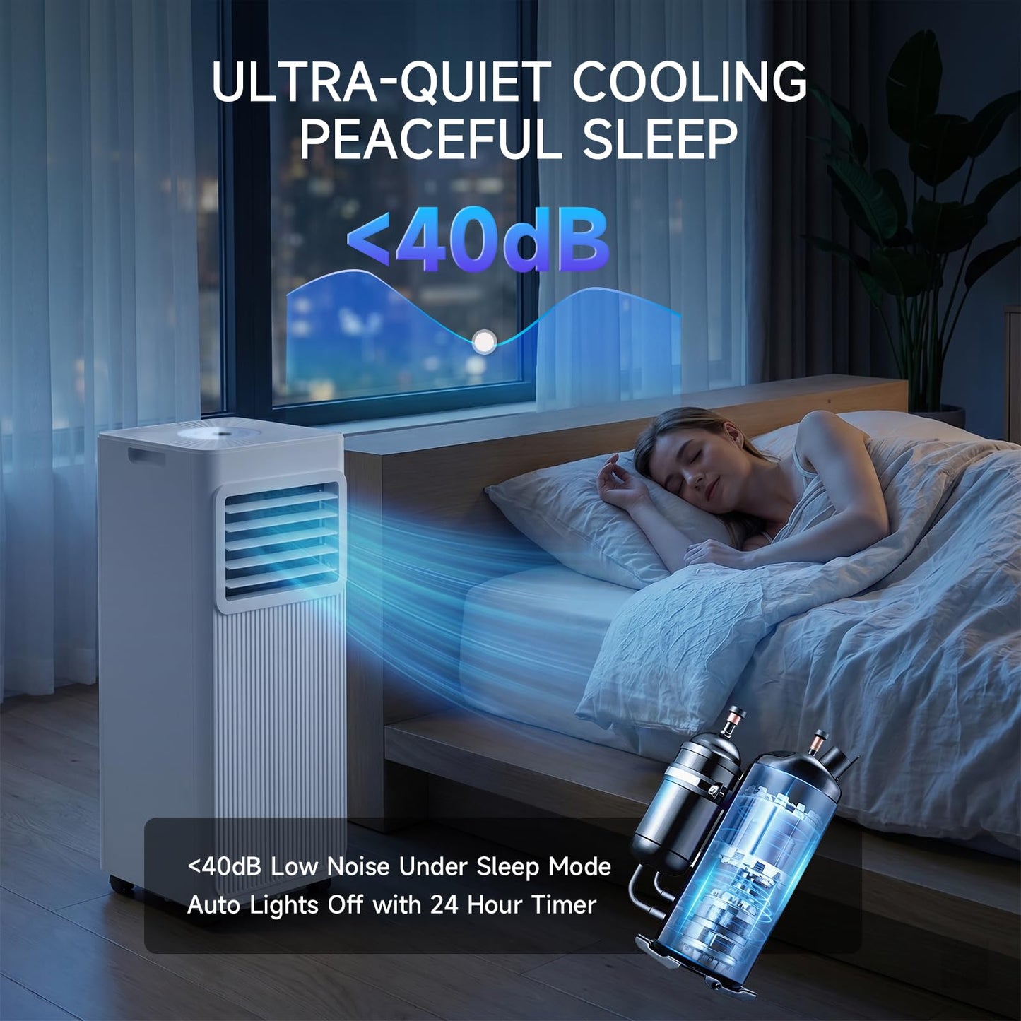 Portable Air Conditioners 16,000 BTU 5-in-1 Air Conditioner Portable Up to 850 Sq.Ft., Portable AC Unit with Cool, Fan, Dehumidifier, 24H Timer, Sleep Smart WiFi Remonte Installation Kit Included