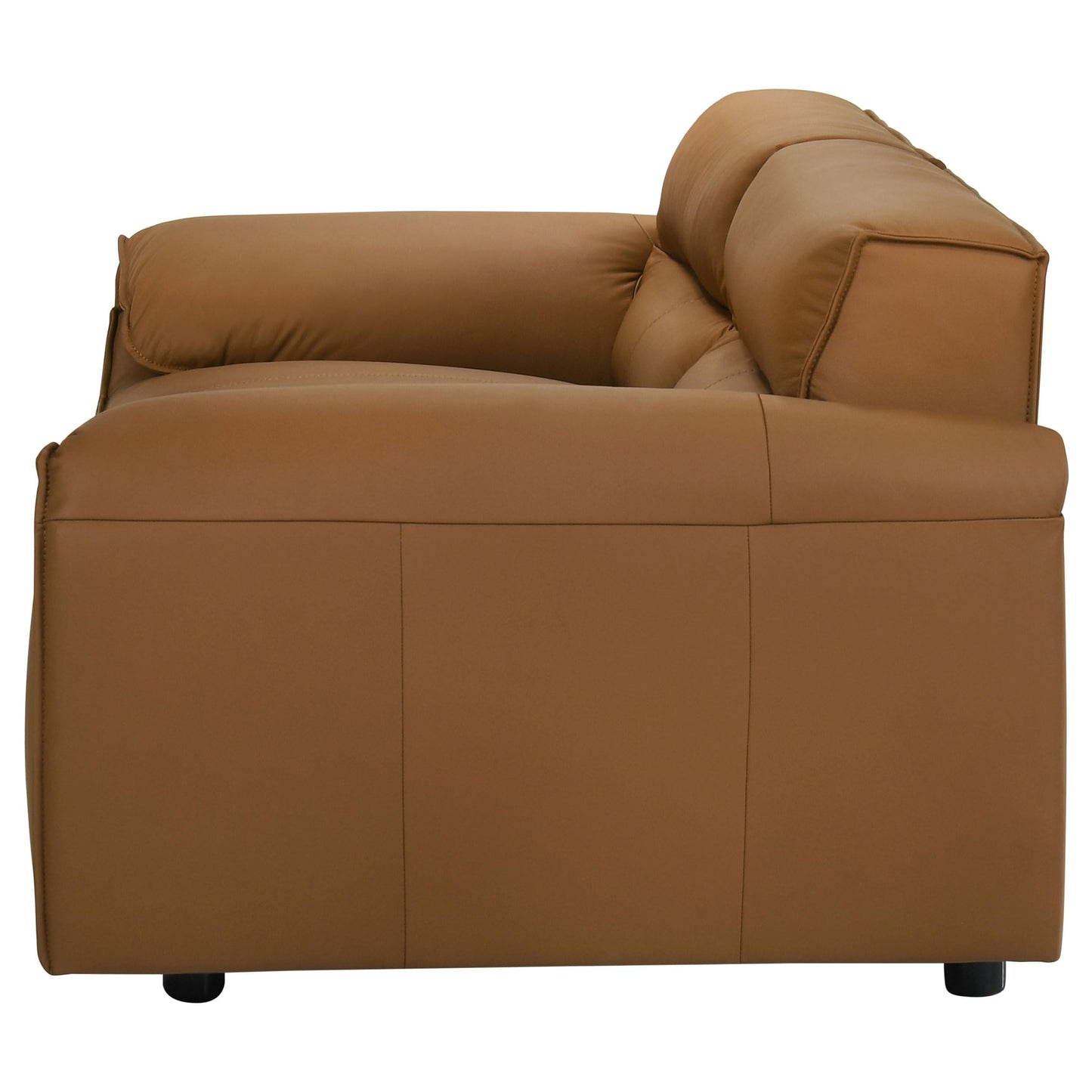 Coaster Home Furnishings - Buxton - Top Grain Leather - Upholstered Leather Loveseat with Track Arms, Tight Back, Low-Profile Frame and Full Foam Seating - Living Room - Orange - 509502