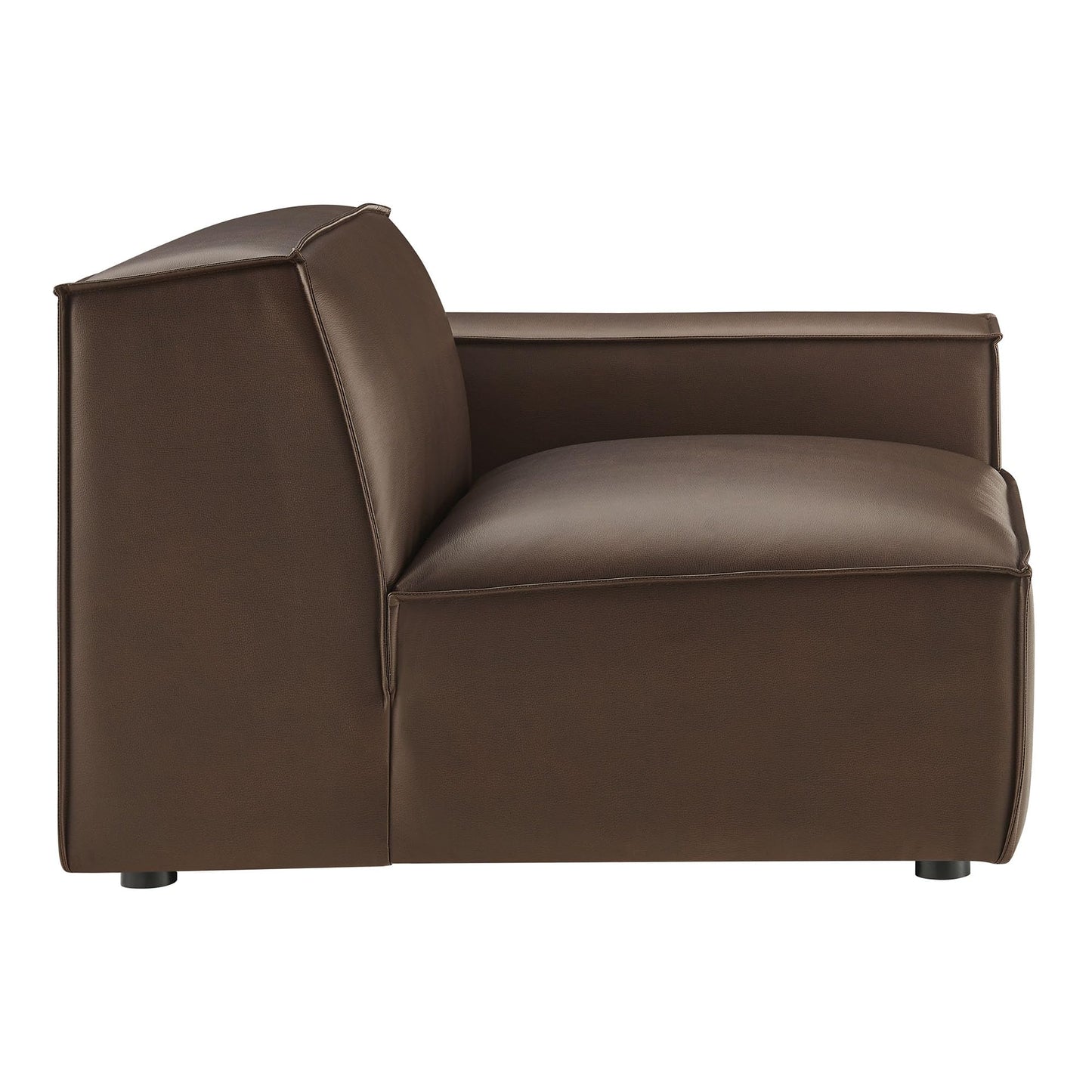 Modway Restore Right-Facing Faux Leather Modular Lounge Chair in Espresso - Living Room Vegan Leather Upholstered Single-Arm Accent Armchair for Sectional Sofa
