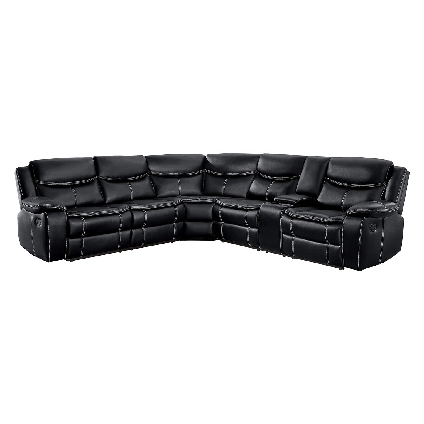 Lexicon Bay 3-Piece Manual Reclining Sectional Sofa, Black
