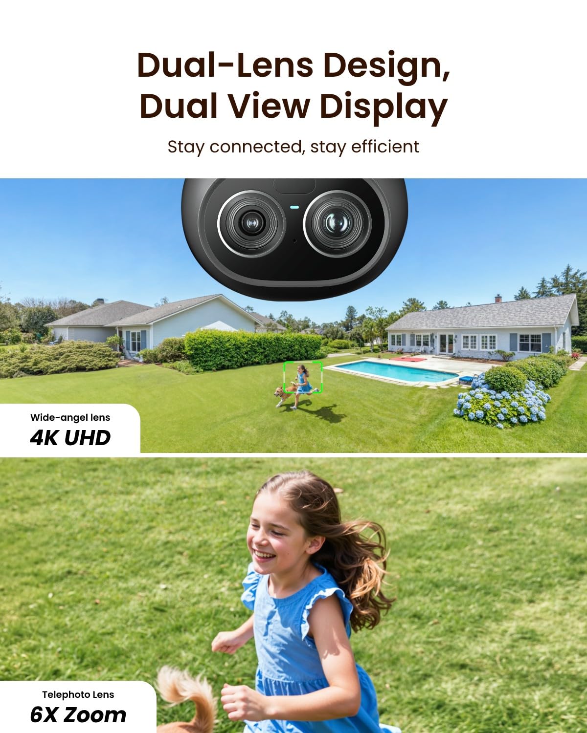 REOLINK TrackFlex Floodlight WiFi, 4K Dual-Lens Floodlight Camera, 3000 Lumens, 360° PTZ 6X Hybrid Zoom, Auto-Tracking, Privacy Focused AI Video Search & Storage, Dual-Band WiFi 6, AC Hardwired No PoE