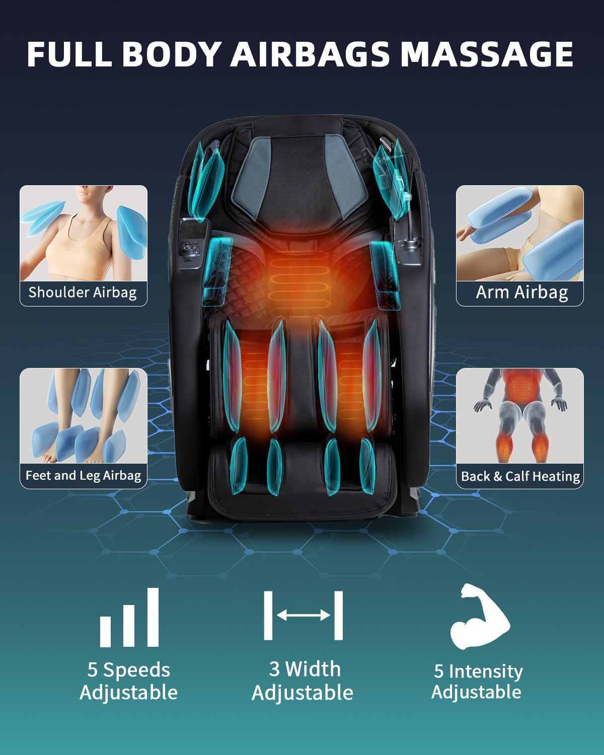 RelaxRelife Full Body Zero Gravity Massage Chair with Body Scan 4D Intelligent Shiatsu Strecth Massage, Back/Leg Heated with AI Voice Control Bluetooth Speaker Airbags SL Track Massage Black