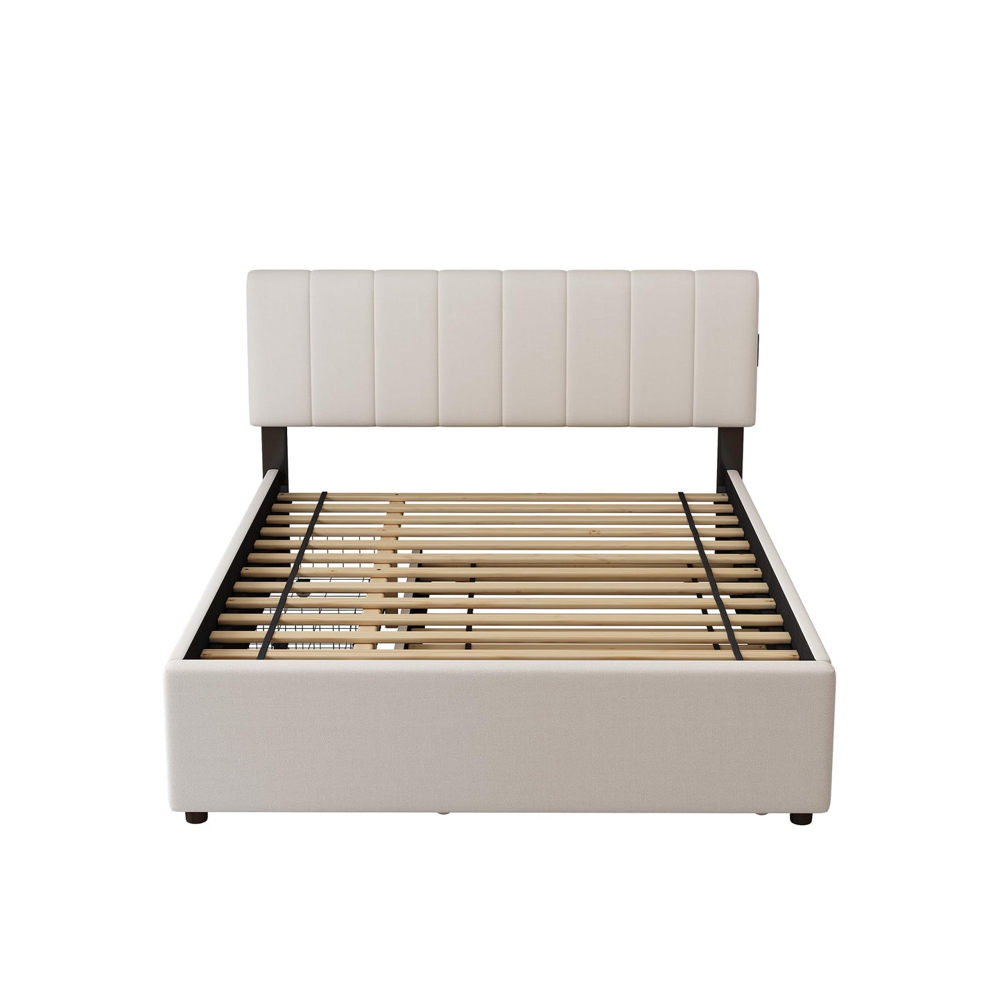 FAVSH Full Size Upholstered Platform Bed w/Trundle Bed & 2 Storage Drawers