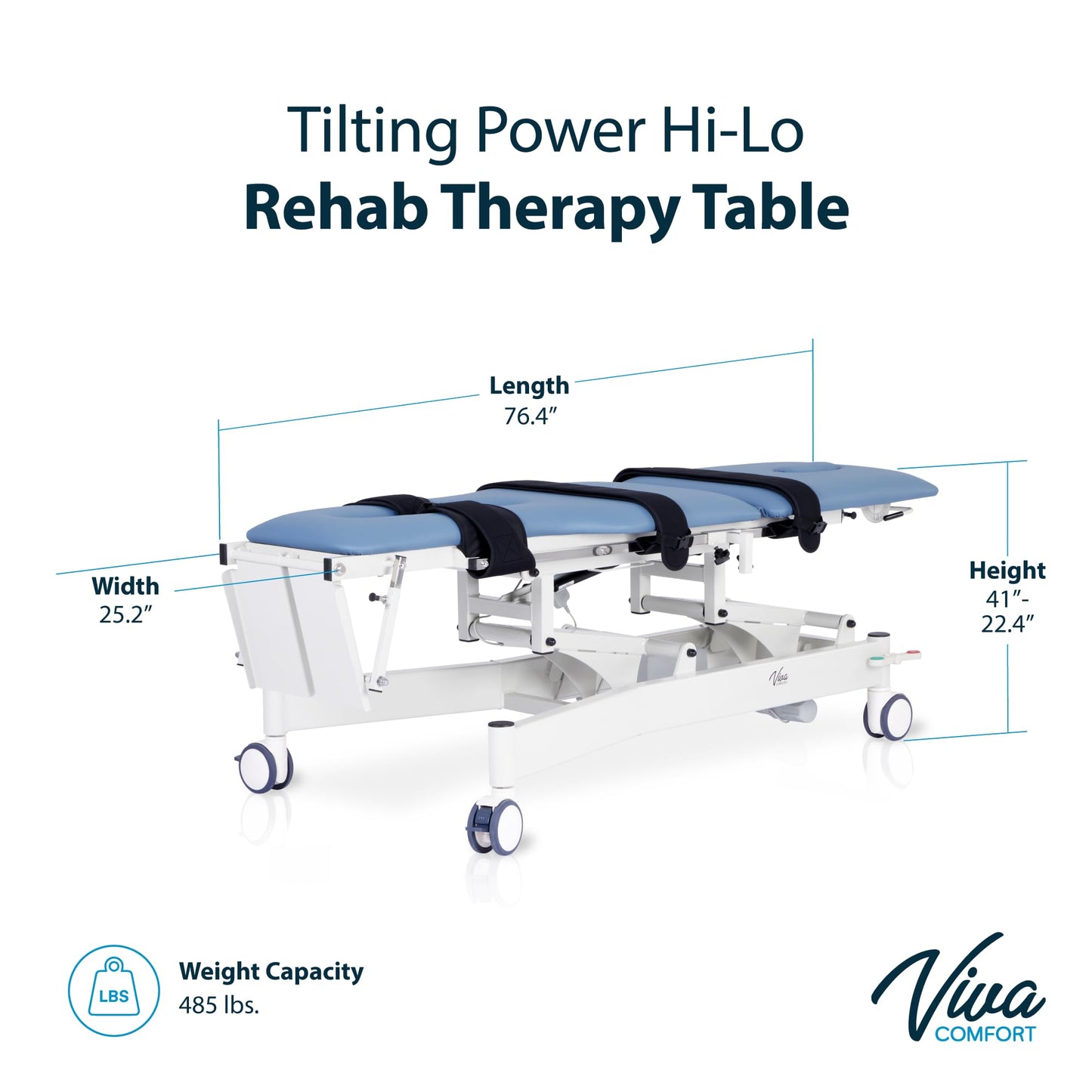 Vivacomfort Tilting Power Hi-Lo Rehab Therapy Table, Chiropractor Medical Exam Table, 485 lbs Weight Capacity