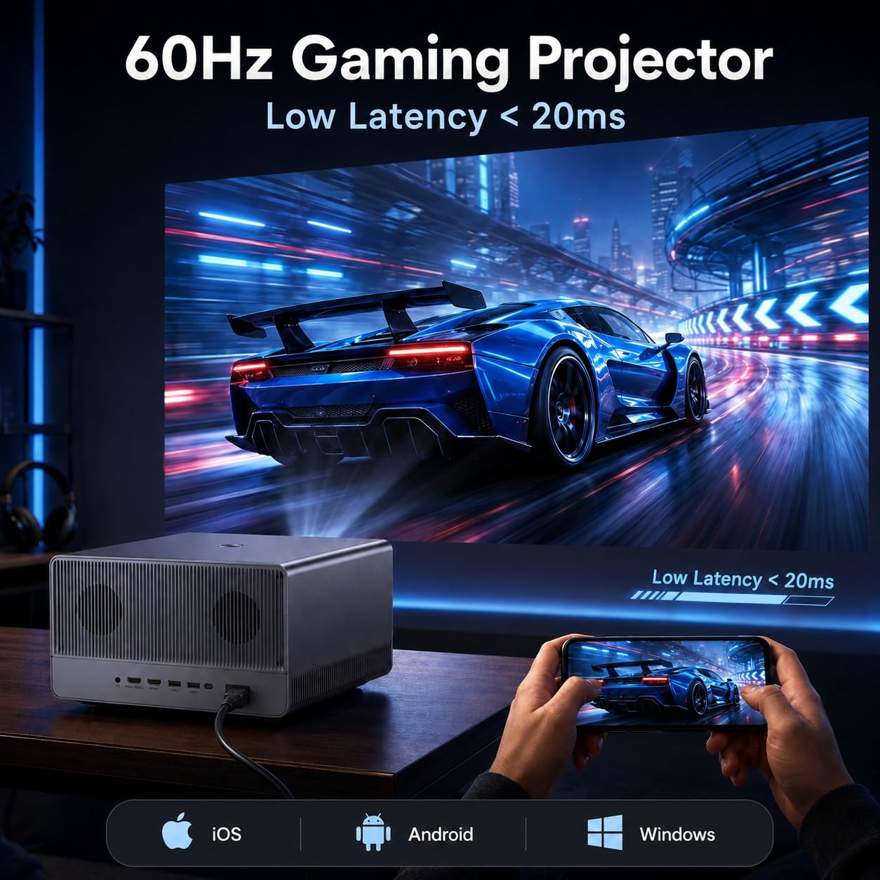 Ecosky Native 4K UHD Projector with Google TV, 3000 ANSI Lumens 4K Smart Projector with WiFi and Bluetooth, AI Auto Focus & Keystone, Dual Hi-Fi Speakers for Home Theater, Outdoor Movies, Gaming