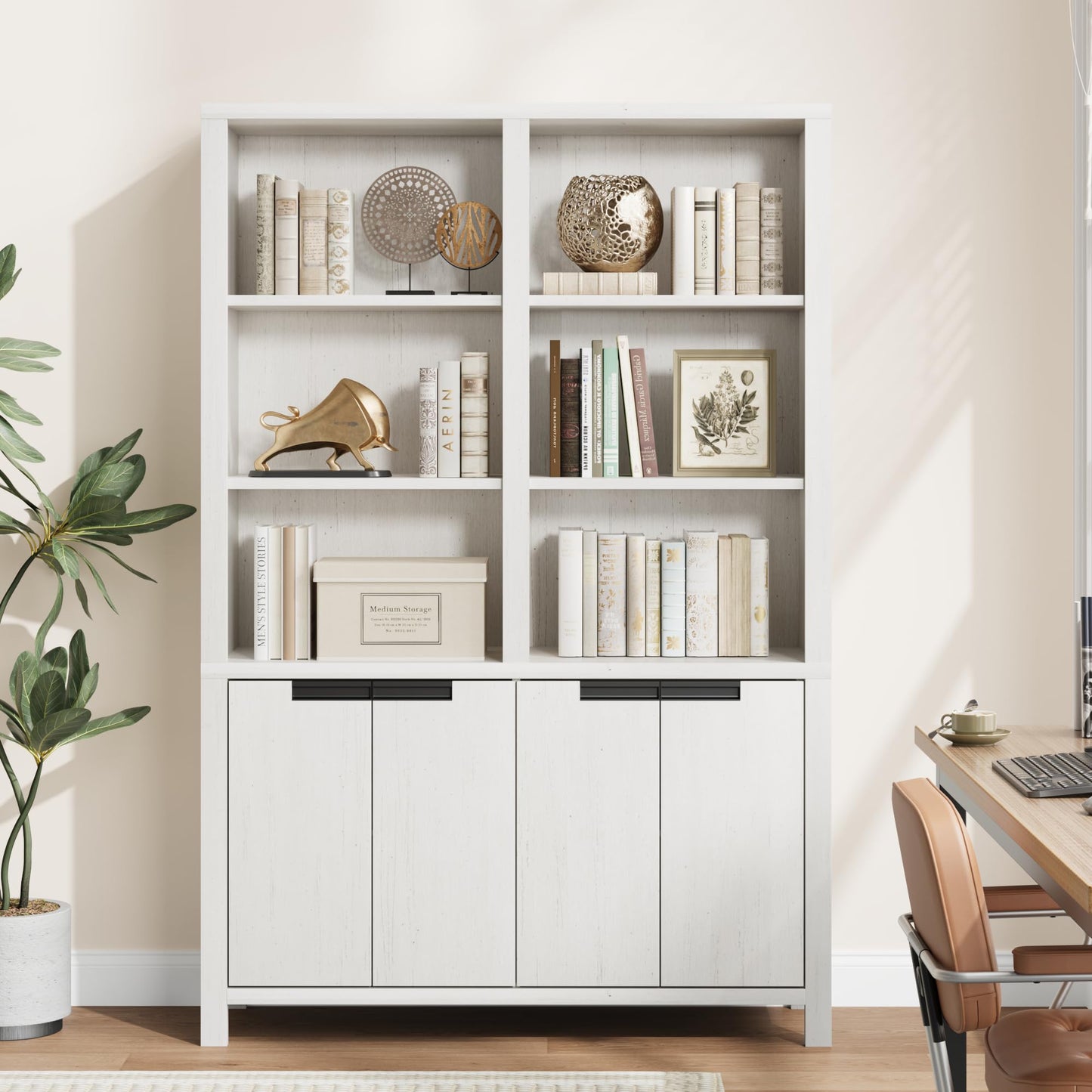 Garvee 74.5" Tall Bookshelf with Double Storage, 6-Tier Large Bookshelf, Double Wide Bookshelves w/ 12 Cubbies, Wide Freestanding Bookcases for Livingroom Office Library (White, 70.7"H*47.2"L*11.8"D)