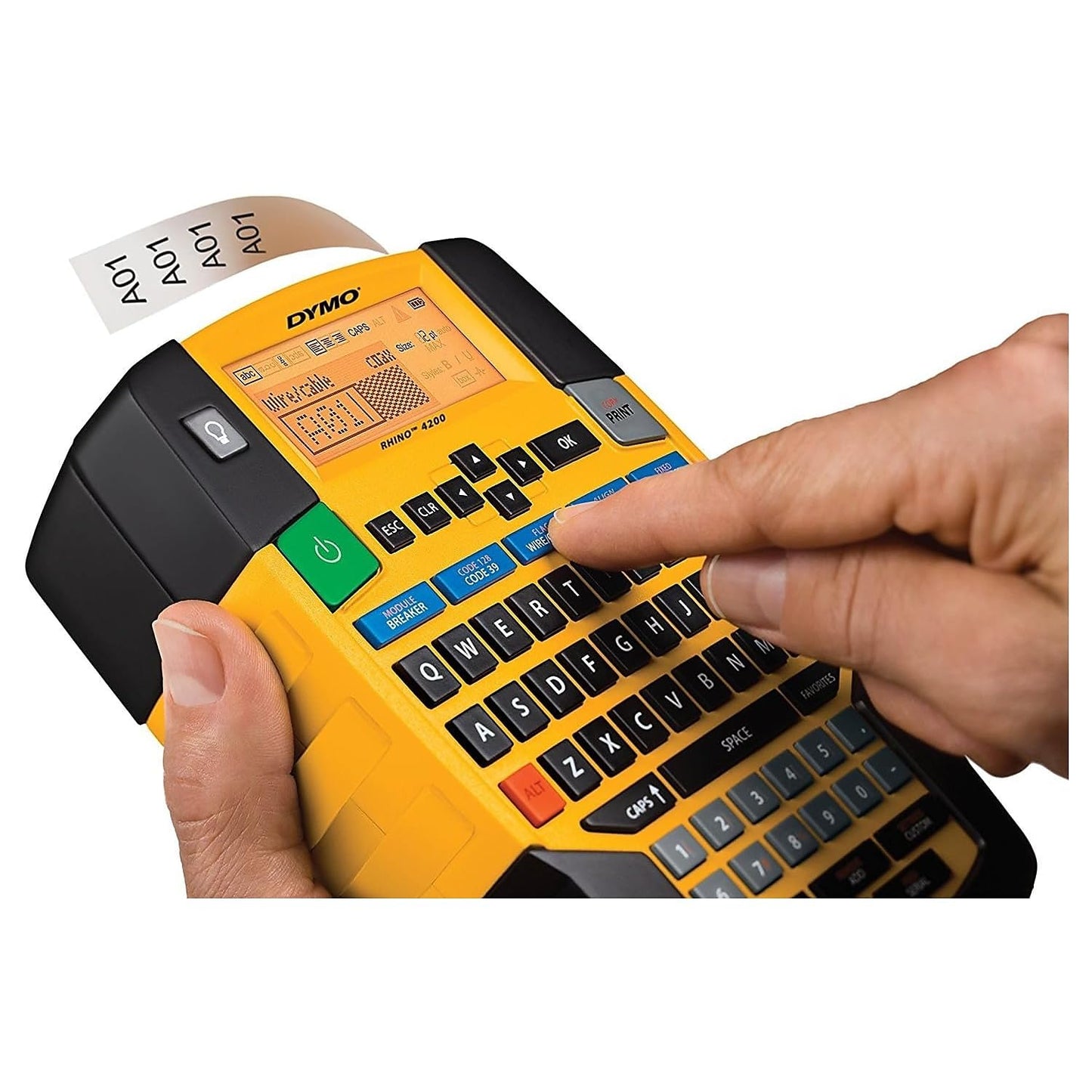 DYMO Rhino 4200 Industrial Label Maker Carry Case Kit with 1 Roll of 1/2" All-Purpose Vinyl Labels, Black on White