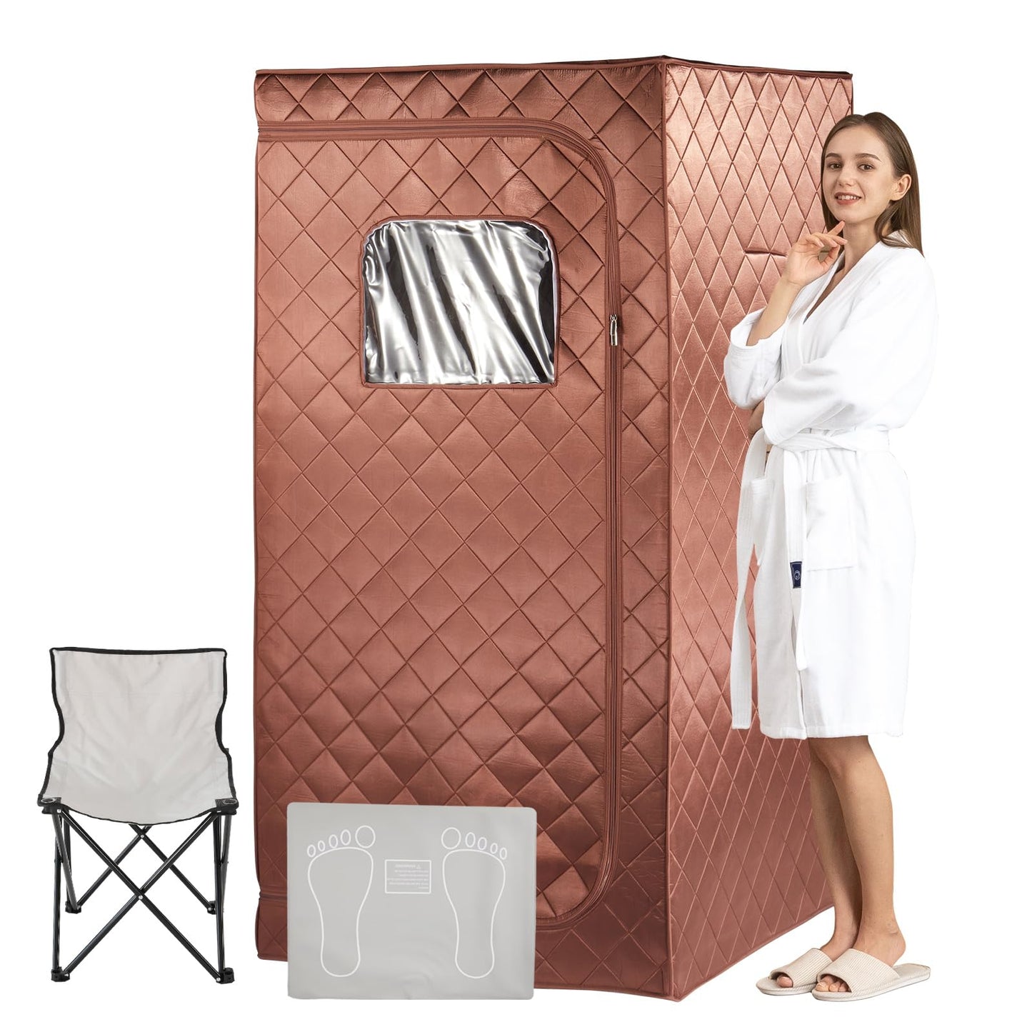 amocane Far Infrared Portable Sauna, Personal Dry Sauna Spa for Relaxation, Sauna Tent with Heating Foot Pad, Portable Chair, Remote Control, 140℉ Temerature, Full Size Indoor Sauna for Home & Gym