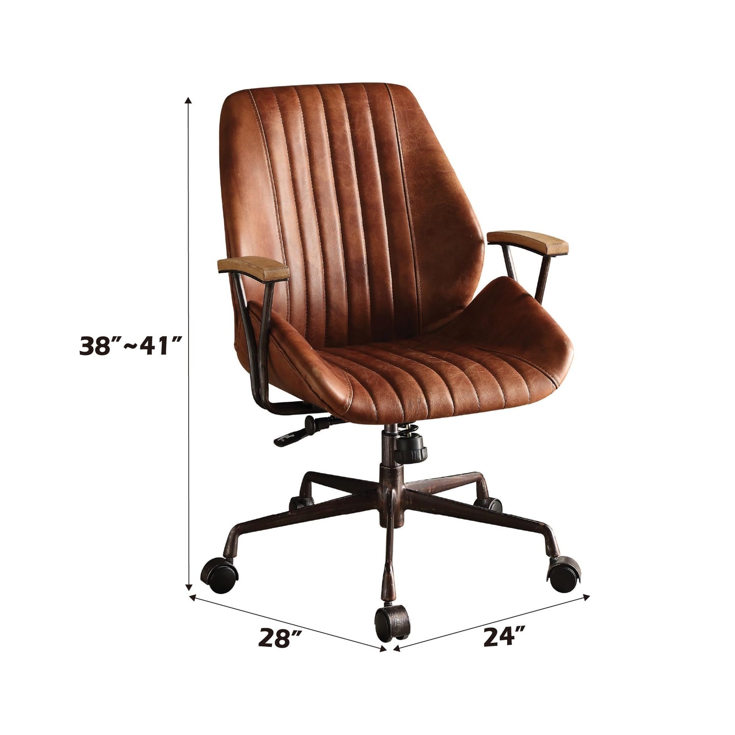 Acme Hamilton Leather Swivel Office Chair in Cocoa