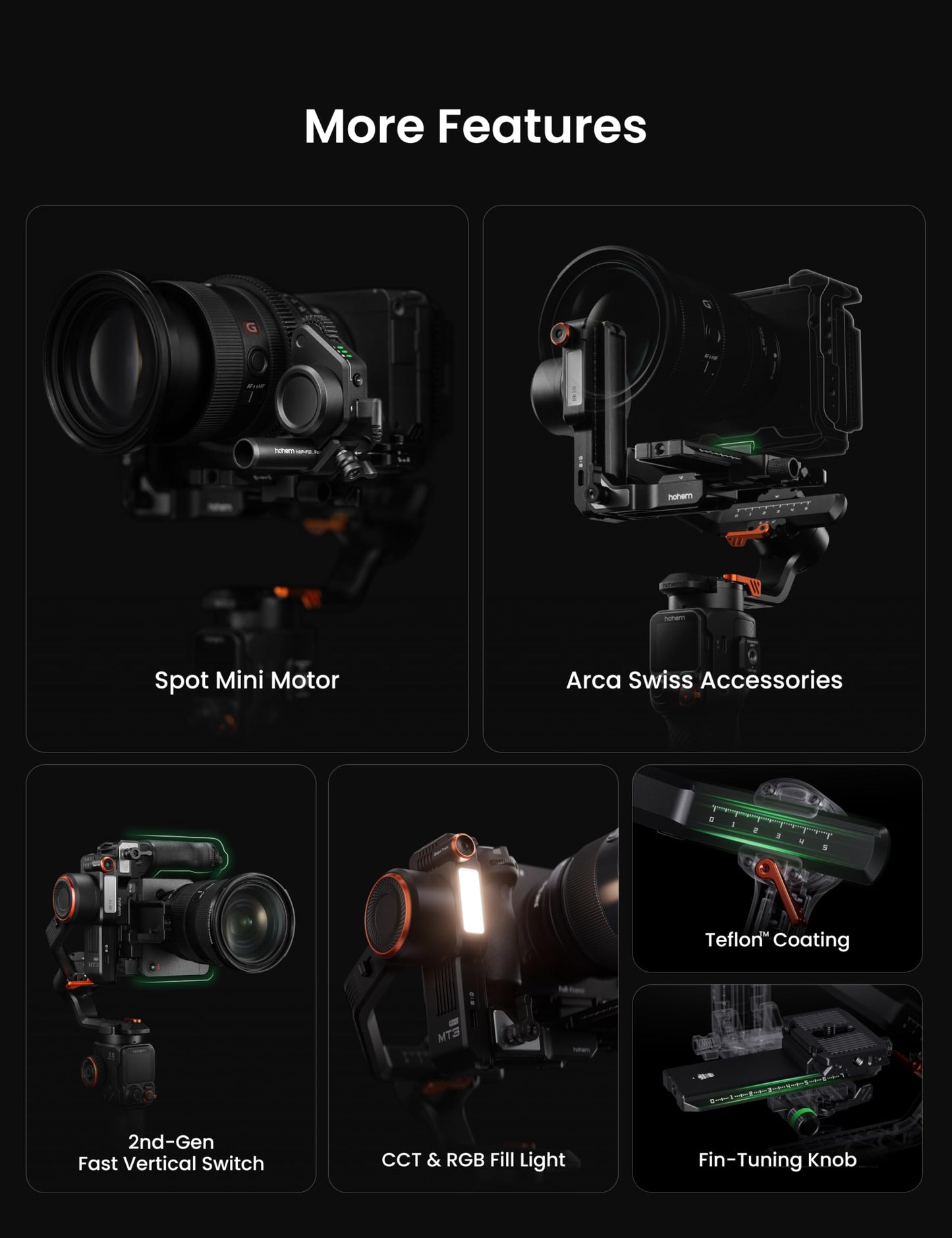 Hohem iSteady MT3 Pro Kit 3-Axis Gimbal Stabilizer for Camera, AI Tracker with Fill Light, for Mirrorless/Pocket/Action Camera/Smartphone, Detachable Touchscreen Control, for Canon/Nikon/Sony/Fujifilm