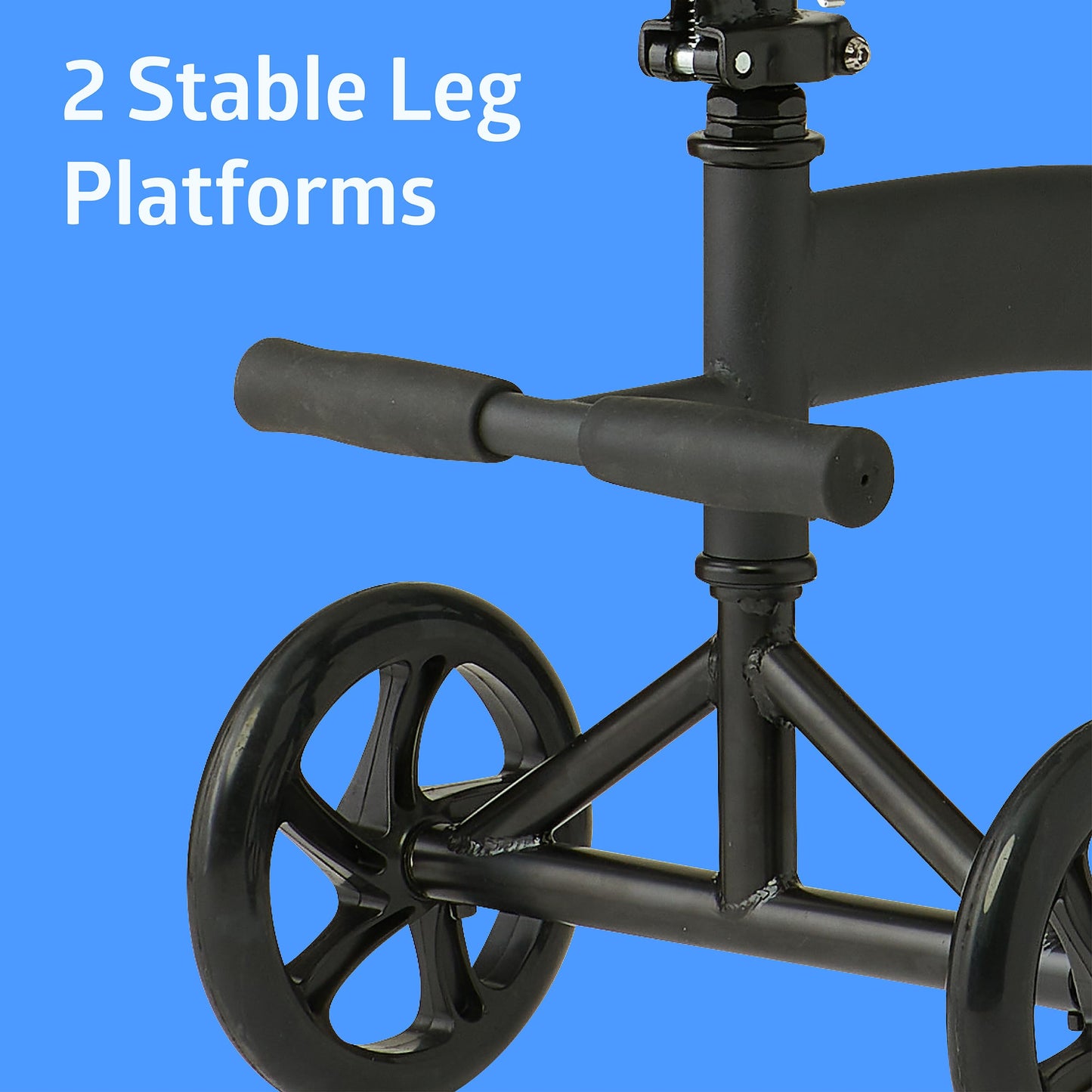 Medline Manual Seated Mobility Scooter Knee Walker, 8” Wheels, 300 lbs. Capacity, Black- for Leg & Foot Injuries, Crutch Alternative, 1 Ct.