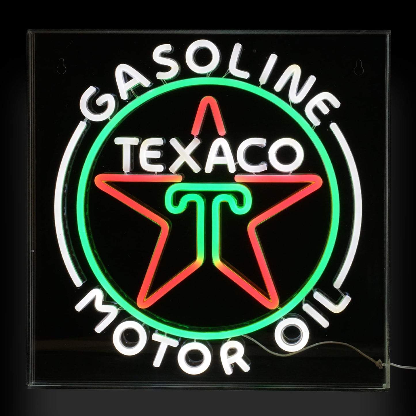 American Art Decor Acrylic LED Sign - Texaco Gasoline Motor Oil - 16in x 16in - Retro Neon Sign for Bar, Garage, Game Room