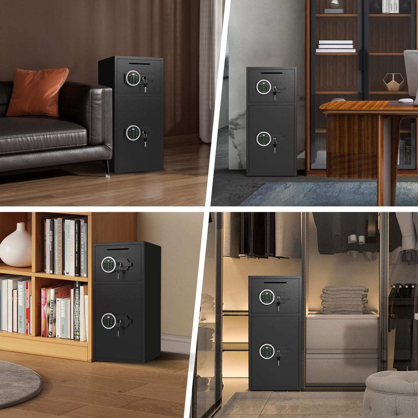 Omethey Heavy Duty Fireproof Safe Box with Dual Alarm System, Deposit Slot and Backlit Keyboard