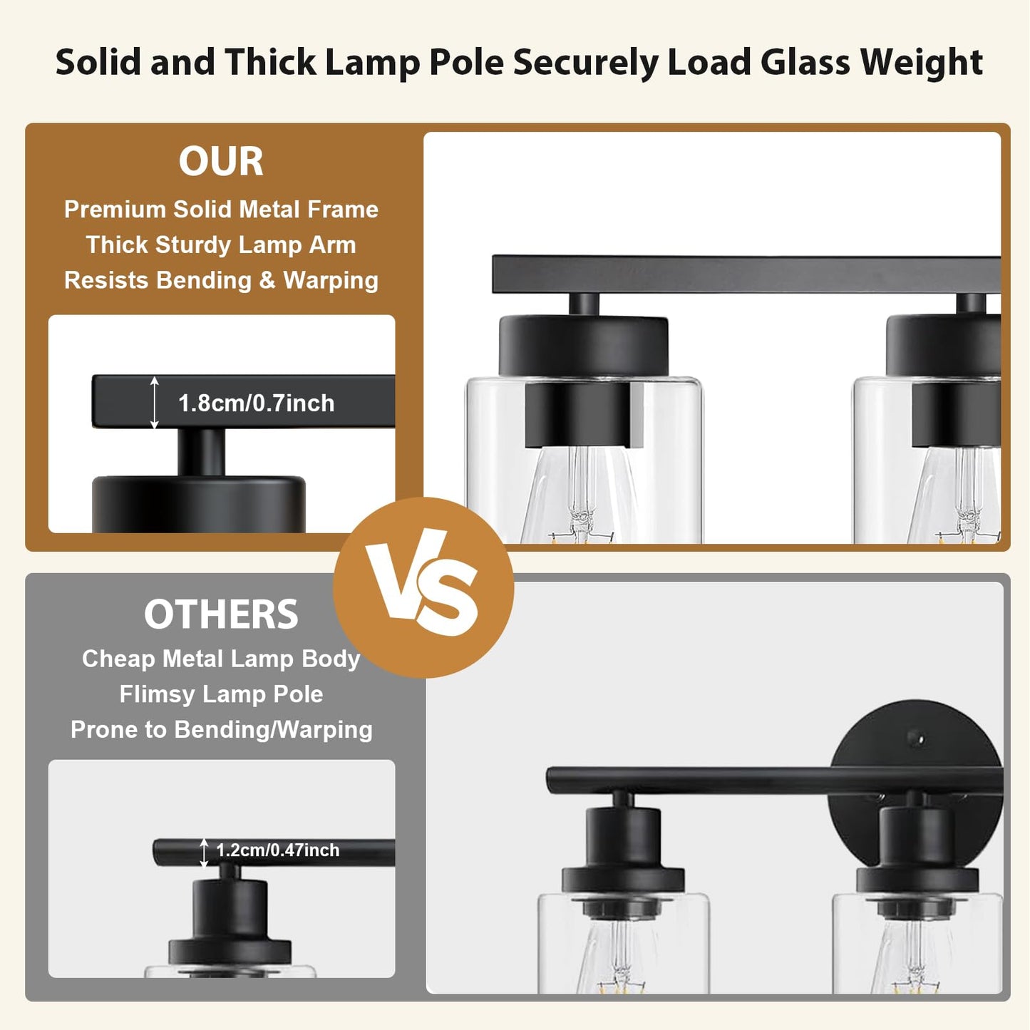 IZORRO Modern Bathroom Light Fixtures, 10 Light Black Vanity Lights, Bathroom Lighting Fixtures Over Mirror with Clear Glass for Living Room Cabinet Bedroom