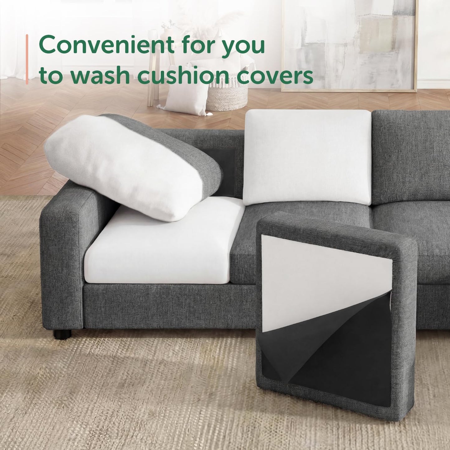HONBAY Sectional Couch with Storage L-Shaped Sectional Couches for Living Room 6 Seater Sectional Sofa, Light Grey