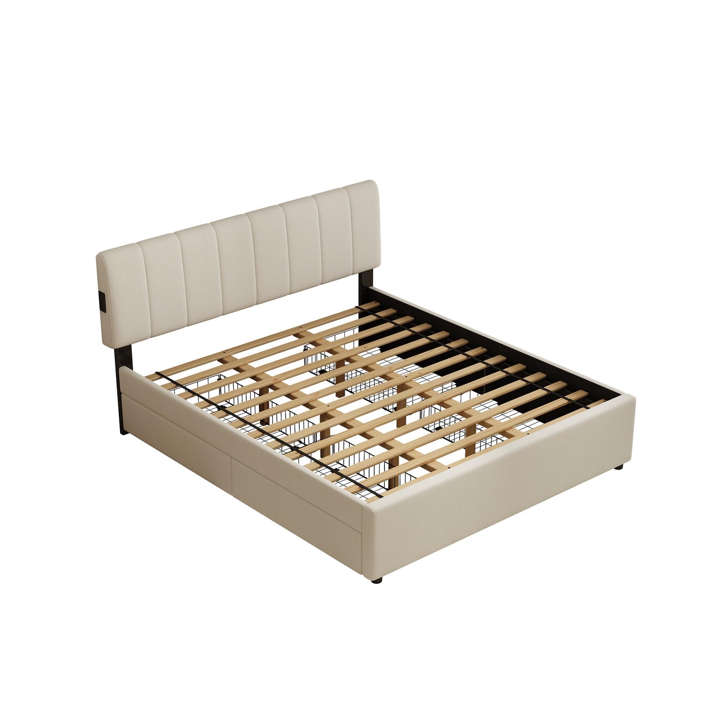 FAVSH King Size Upholstered Platform Bed with 4 Storage Drawers