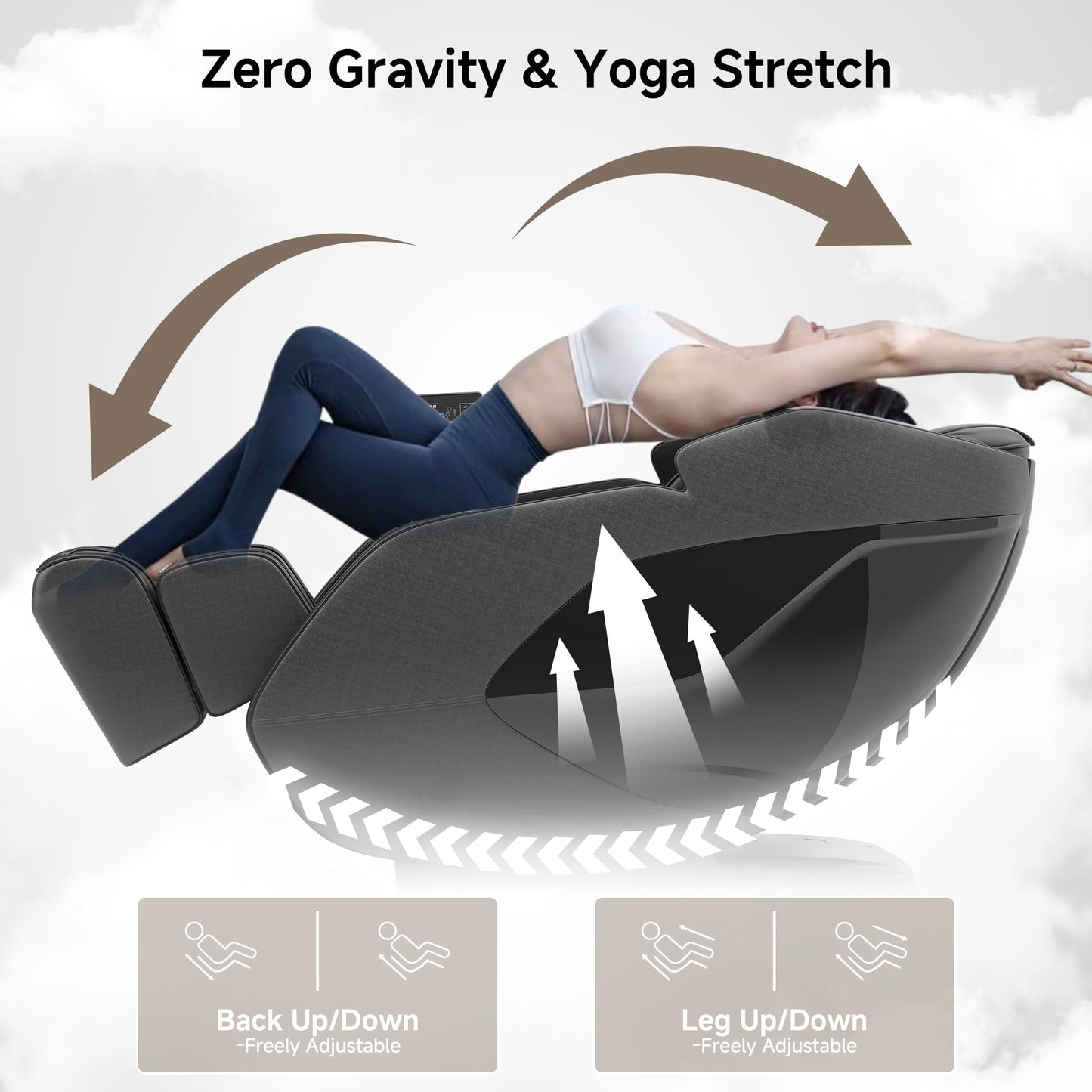 Real Relax 4D Massage Chair Full Body, Zero Gravity SL Track Recliner with Backlit Toch Pad, Negative Ion Purification, Aromatherapy, 20 Auto Modes, Yoga Stretching, Auto Body Scan, Black