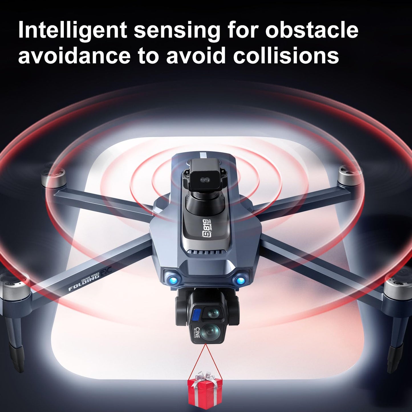 Airdrop Drone, Max Payload Capacity About 0.66 Lbs, GPS Positioning System, 4.92-Inch Touchscreen Remote Controller, 2.7K 3-Axis Gimbal Camera, 2 Batteries for Total Flight Time About 50 Minutes, Dual Cameras, 4-Way Obstacle Avoidance Function, Optical Fl