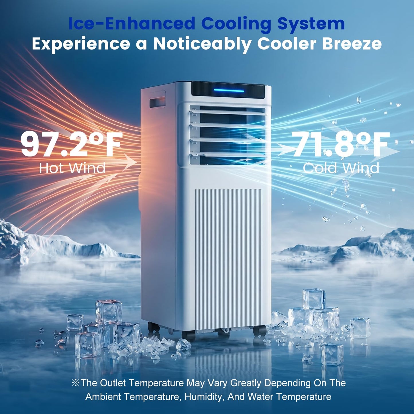 10000 BTU Portable Air Conditioners, Portable AC up to 450 Sq.Ft,4 in 1 Portable AC Unit with Cool,Dehumidifier,Fan Modes&Sleep,Remote Control&24H Timer,AC Unit for Bedrooms