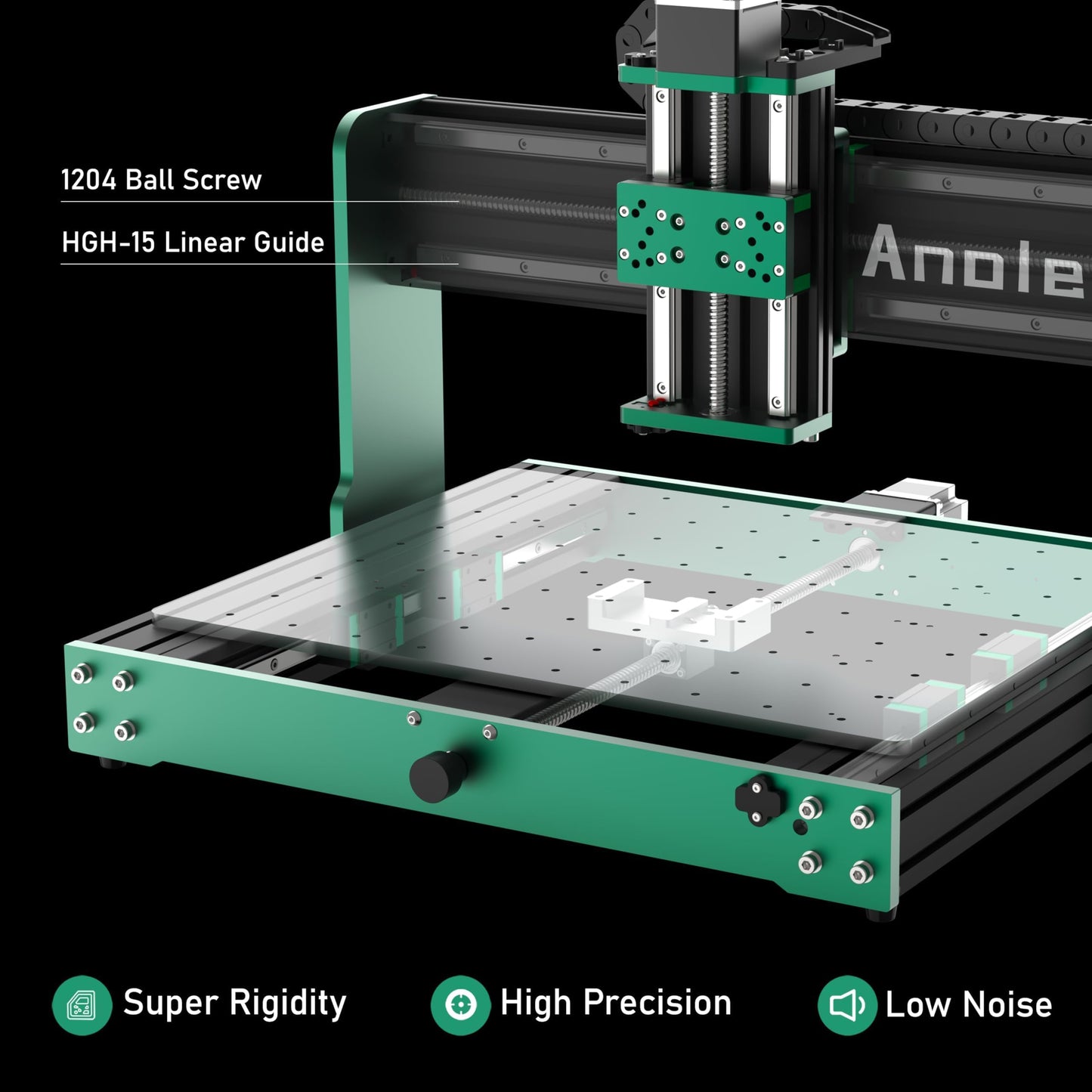 AnoleX CNC Router Machine 4030-Evo Ultra 2, All-Metal XYZ Axis Dual Steel Linear Guides & Ball Screws with 800W Trim Router for Metal Aluminum Brass Wood Acrylic PCB