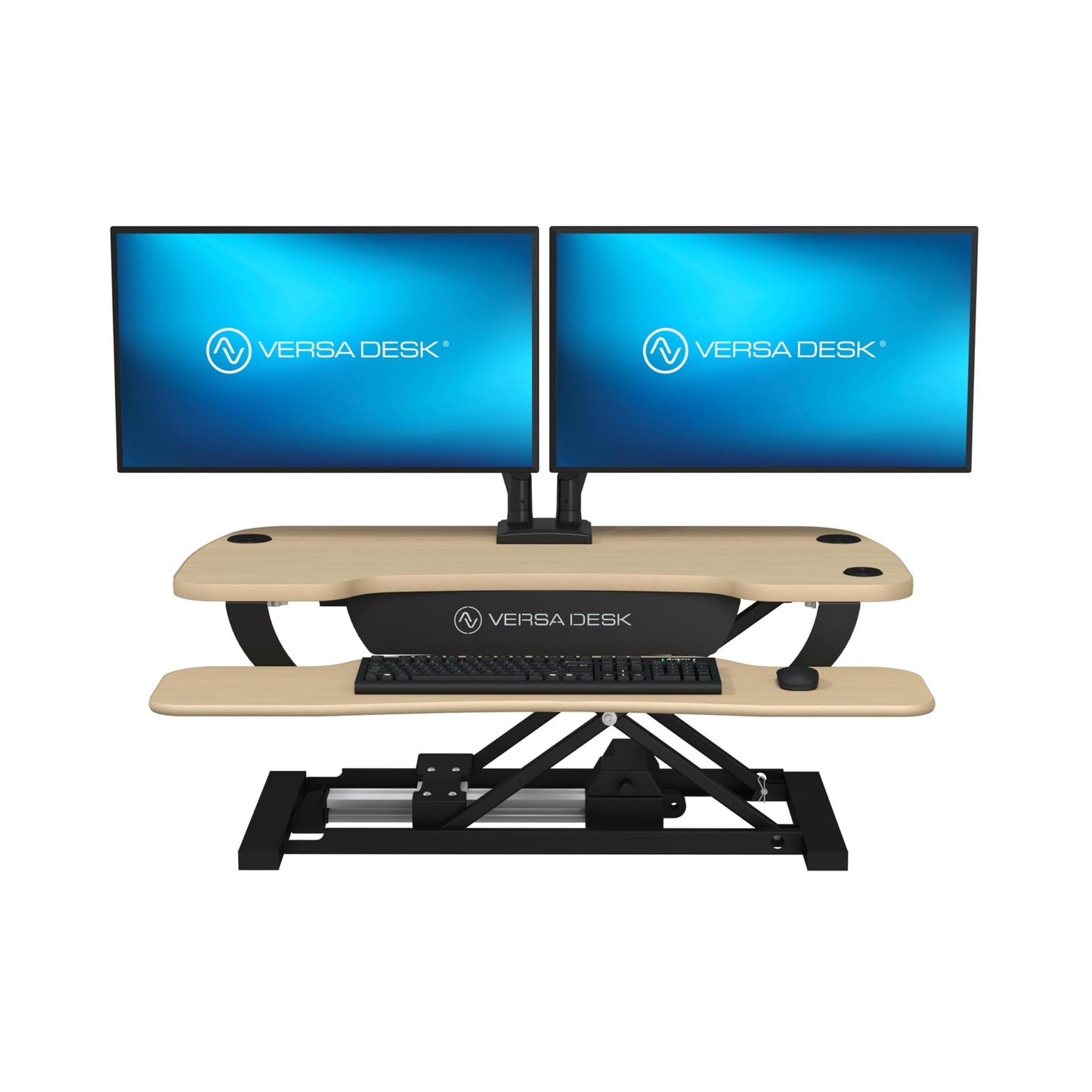 VERSADESK PowerPro 36” x 24” Standing Desk Converter | 36 Inch Electric Height Adjustable Sit to Stand Desk Riser w/Keyboard Tray & USB Hub - Ergonomic Workstation for Home & Office, Maple
