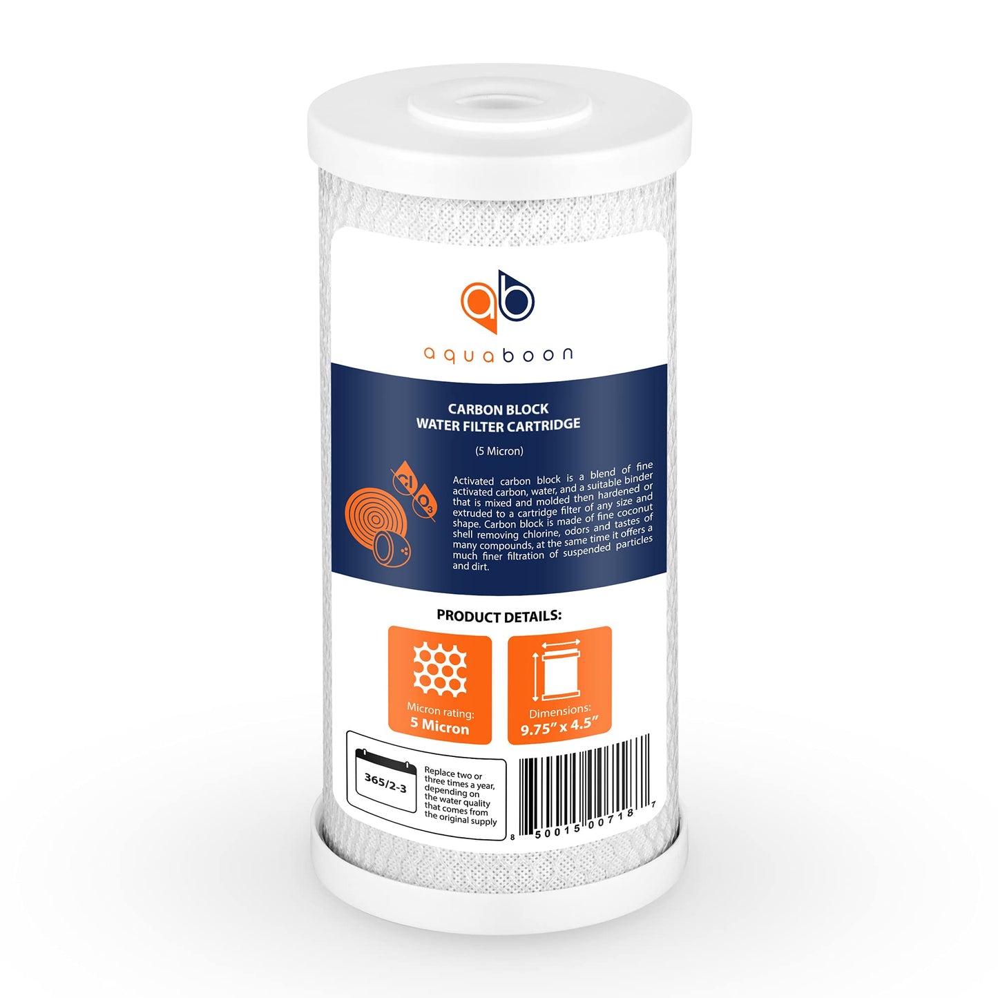 Aquaboon 5 Micron 10x4.5 Carbon Block Water Filters Whole House CTO Water Filter Replacement Cartridge Compatible with FXHTC, CB-BB-10, EP-BB, 12-Pack