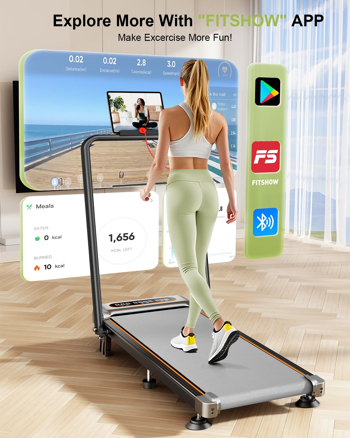 Walking Pad with 8% Incline Walking Treadmill Pad with APP