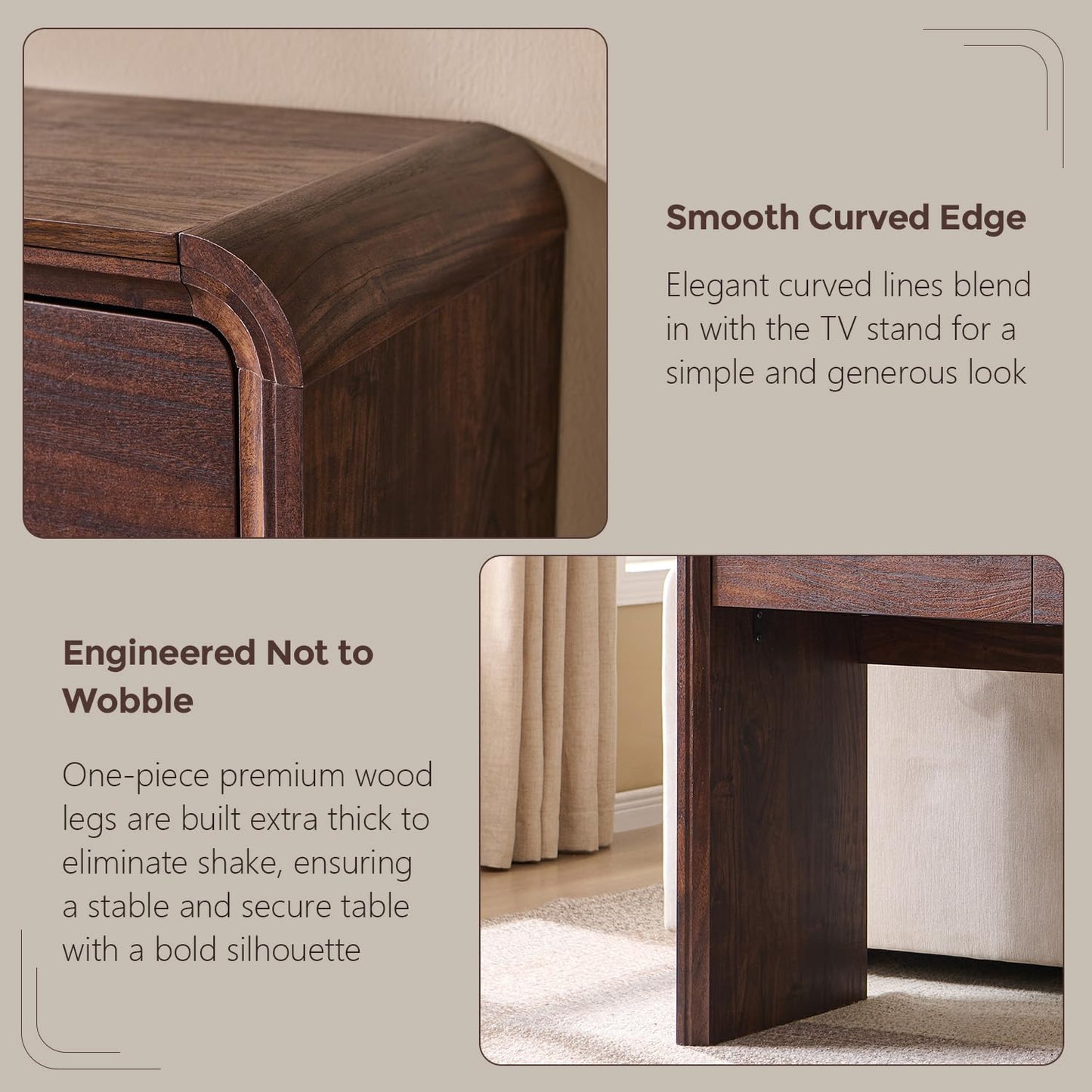 Aitjunz 63'' Console Table with 3 Drawers, Modern Entryway Table with Curved Profile Design, Narrow Long Wood Sofa Table Behind Couch Table for Living Room, Hallway, Foyer, Brown