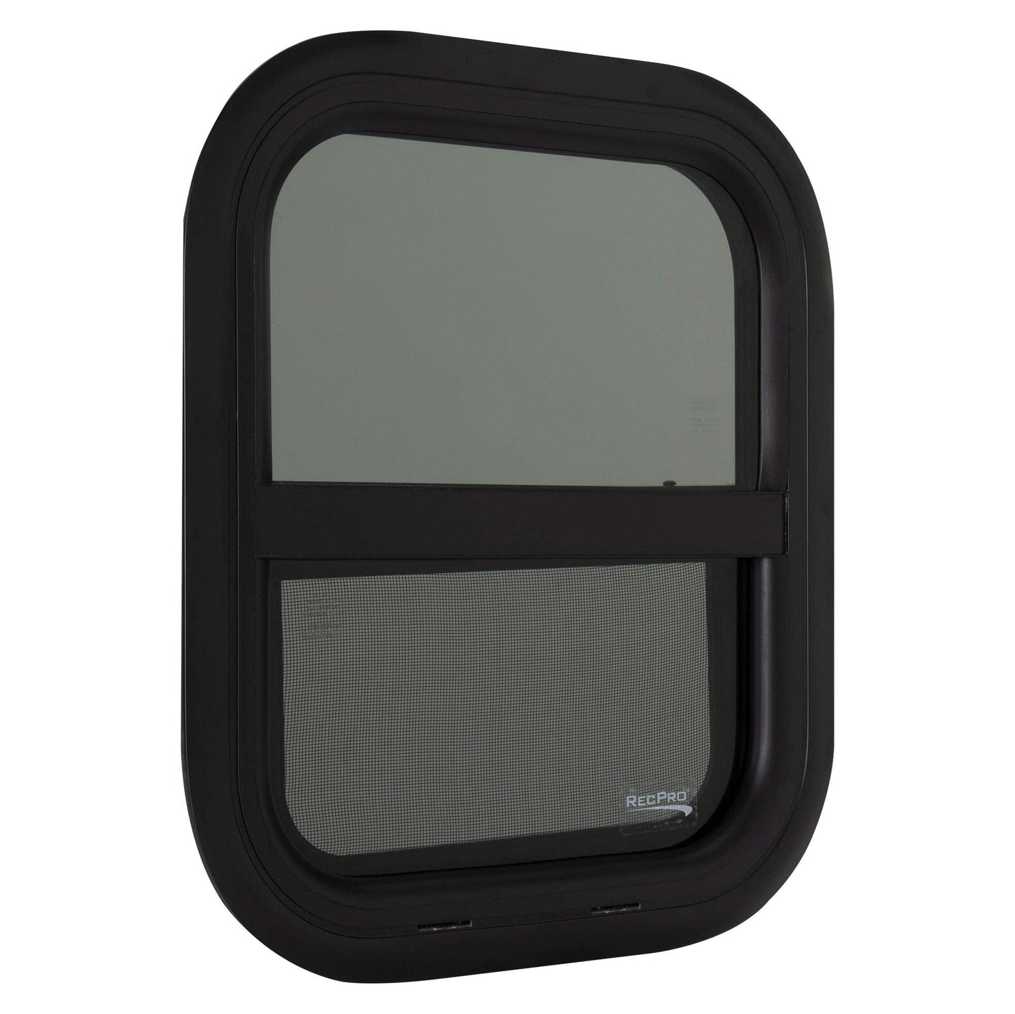 RecPro RV Window Replacement, Teardrop Style, Vertical Sliding, 14inW x 16inH, Black, Model RP-WIN, Made in USA