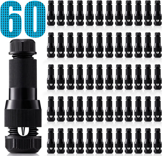 SUNVIE Low Voltage Wire Connector, 12-16 Gauge, Waterproof, 60 Pack, Black, Model c0027091-1c14-4eb0-96c7-f433