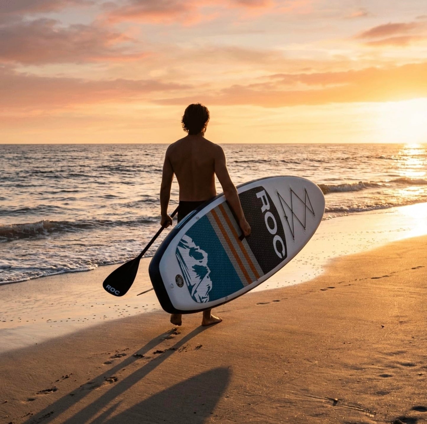 Roc Inflatable Stand Up Paddle Board with Premium SUP Paddle Board Accessories, Wide Stable Design, Non-Slip Comfort Deck for Youth & Adults (Navy)