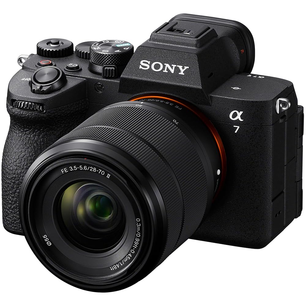 Sony ILCE-7M5M/B a7 V Full-Frame Mirrorless Camera with 28-70mm II Lens Bundle with Flash Speedlight, 72" Monopod, Wrist Grip Strap, 64GB Card, Corel Photo Video Suite, Deco Photo Camera Bag + More