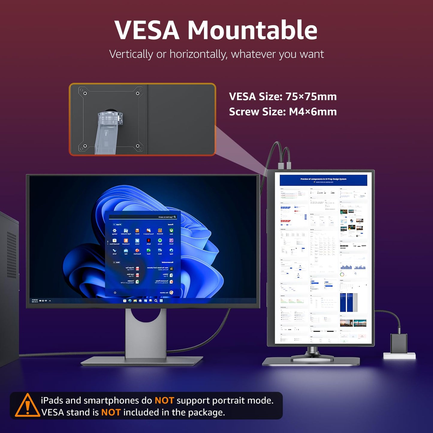 VisionOwl Portable Monitor for Laptop, IPS USB-C HDMI Travel Second Monitor for MacBook Pro Air, PC, PS5, Xbox, Portable Second Screen, Built-in Kickstand, Speakers, VESA Mountable, 18.5 Inch