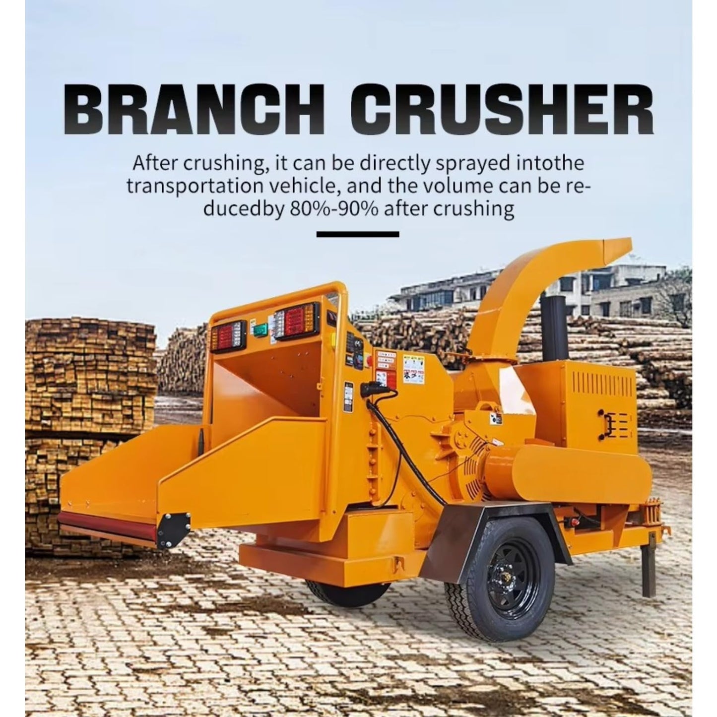Industrial Grade Wood Crusher Mobile Wood Crusher for Forestry Wood Grinder Large Capacity Mobile Wood Chipper Machine for Yard Waste