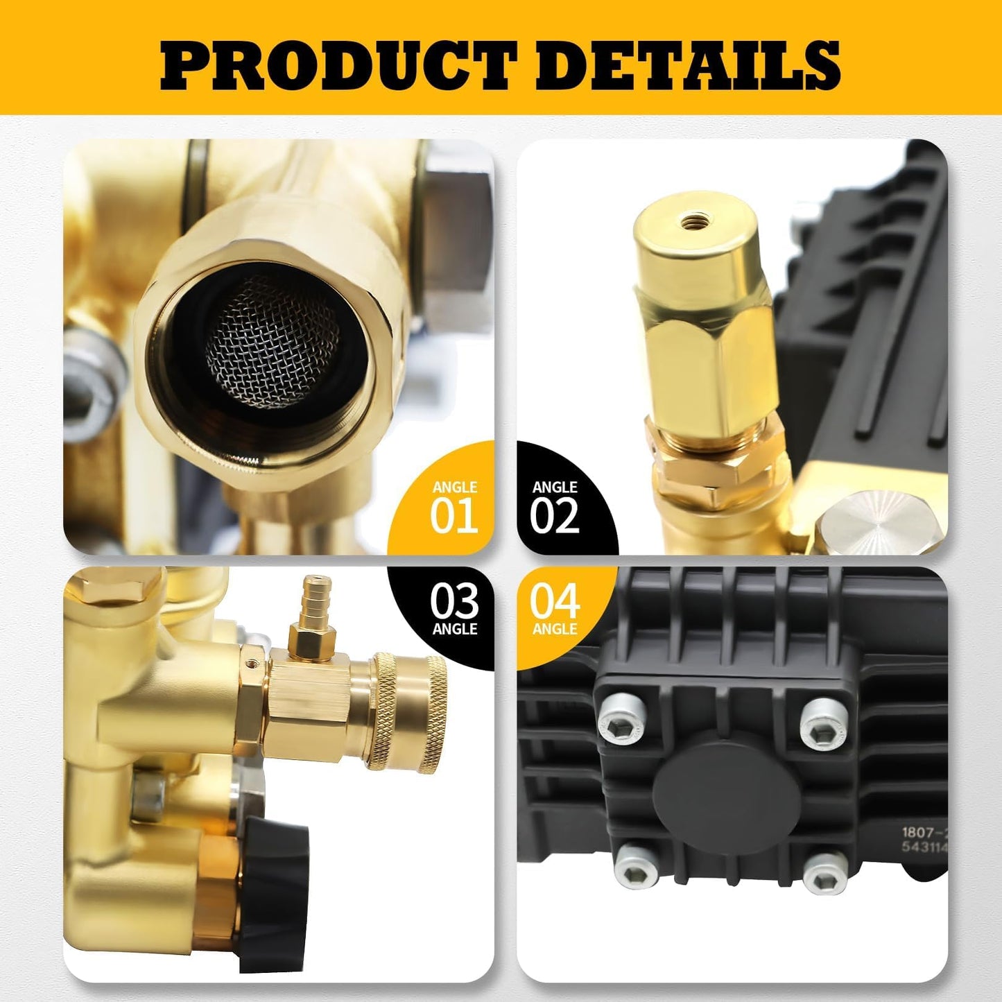 Jecoupoon 4000 PSI 4GPM Gas Pressure Washer Pump Compatible with 1" Shaft High Pressure Washer 9-15HP 270-340CC GX340 GX390 GX270