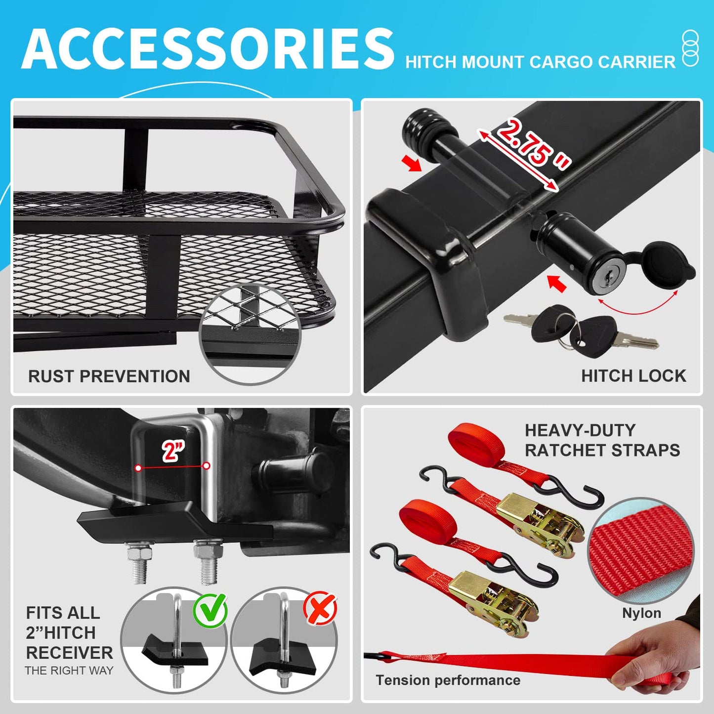 LWTURMRT 60"X21"X6" Hitch Cargo Carrier and Receiver Hitch Cargo Rack with Waterproof Cargo Bag(58"X20"X24"),Carrier Cargo Used Rust Resistant Baking Paint and Alloy Steel Material