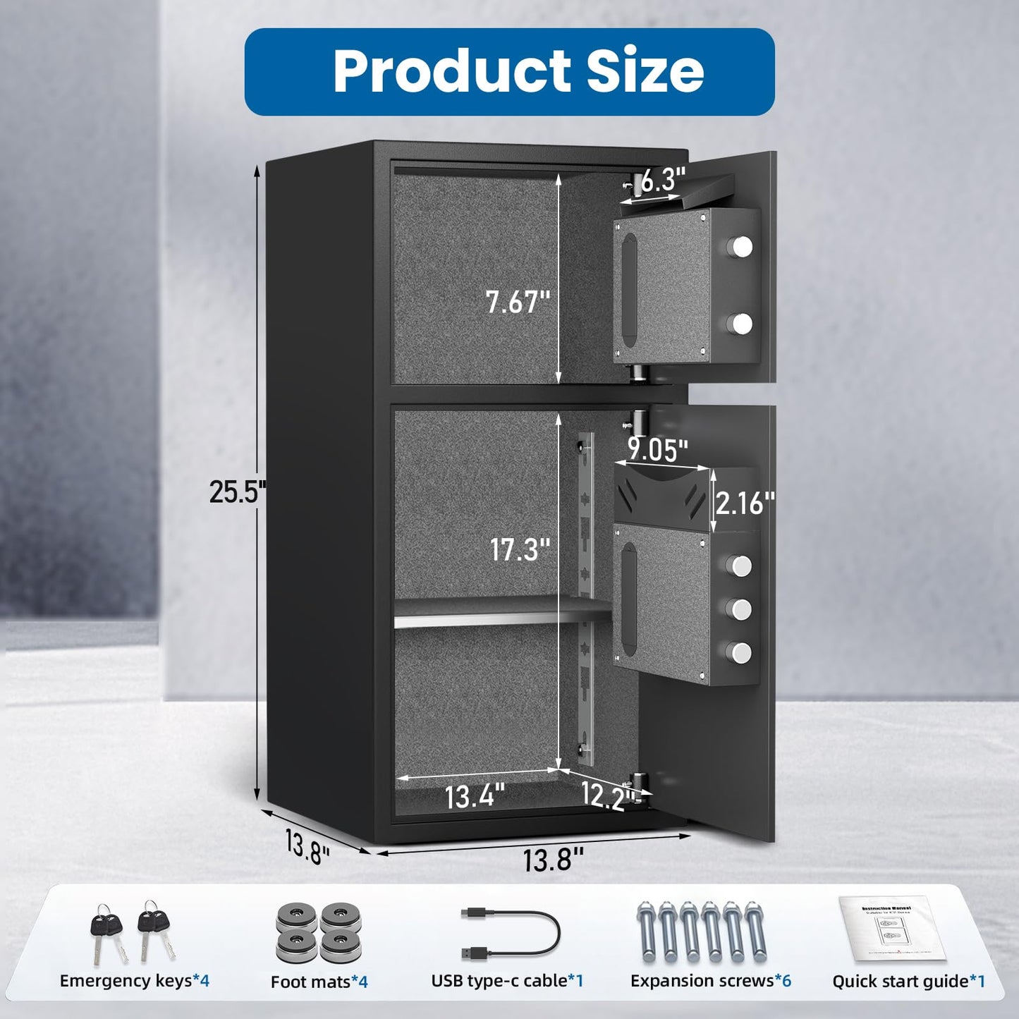 Kavey 6.0 Cu ft Safe, Large Double Door Safe Box with Deposit Slot