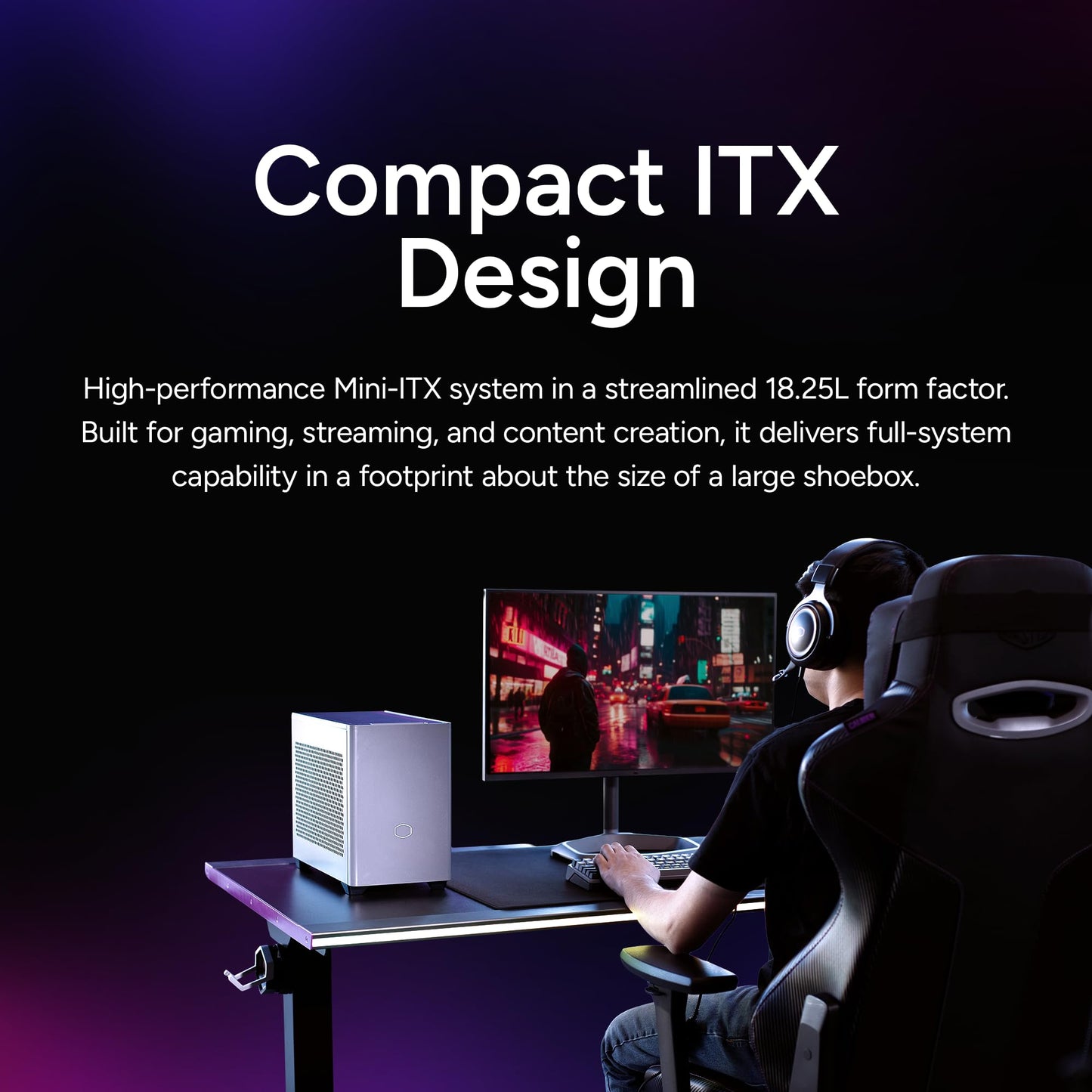 Cooler Master NR2 Pro Gaming PC – AMD RYZEN 7 9800X3D, NVIDIA GeForce RTX 5080 16GB, 32GB DDR5 6000MHz, 2TB Gen4 M.2, Windows 11, V850 SFX Gold PSU, Compact Mini ITX Desktop PC