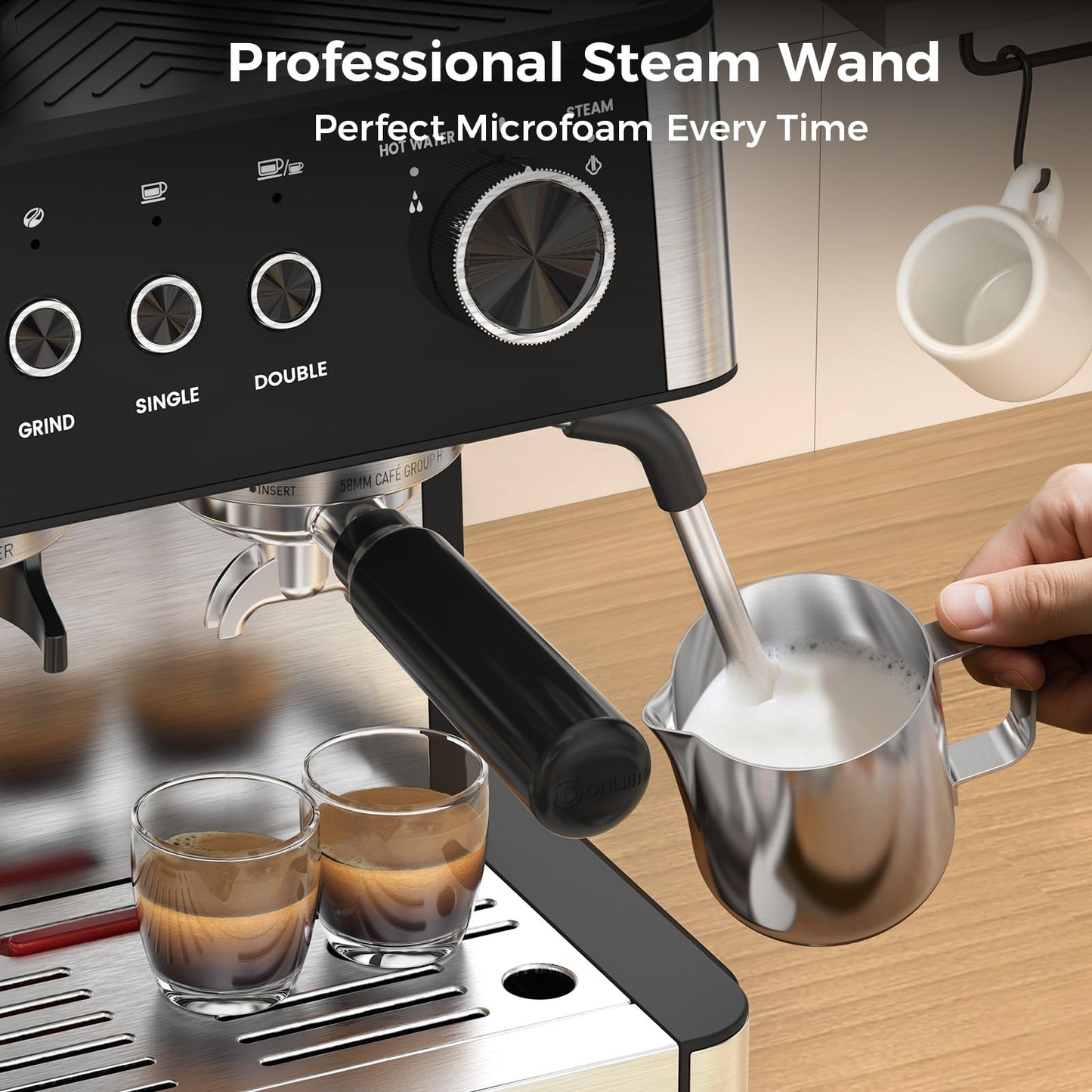 (2026 Upgrade) Espresso Machine with Grinder, Expresso Machines for Home, 20 Bar Expresso Coffee Machines with Milk Frother & Tamping Tools,Espresso Maker with Grinder for Lattes, Cappuccinos