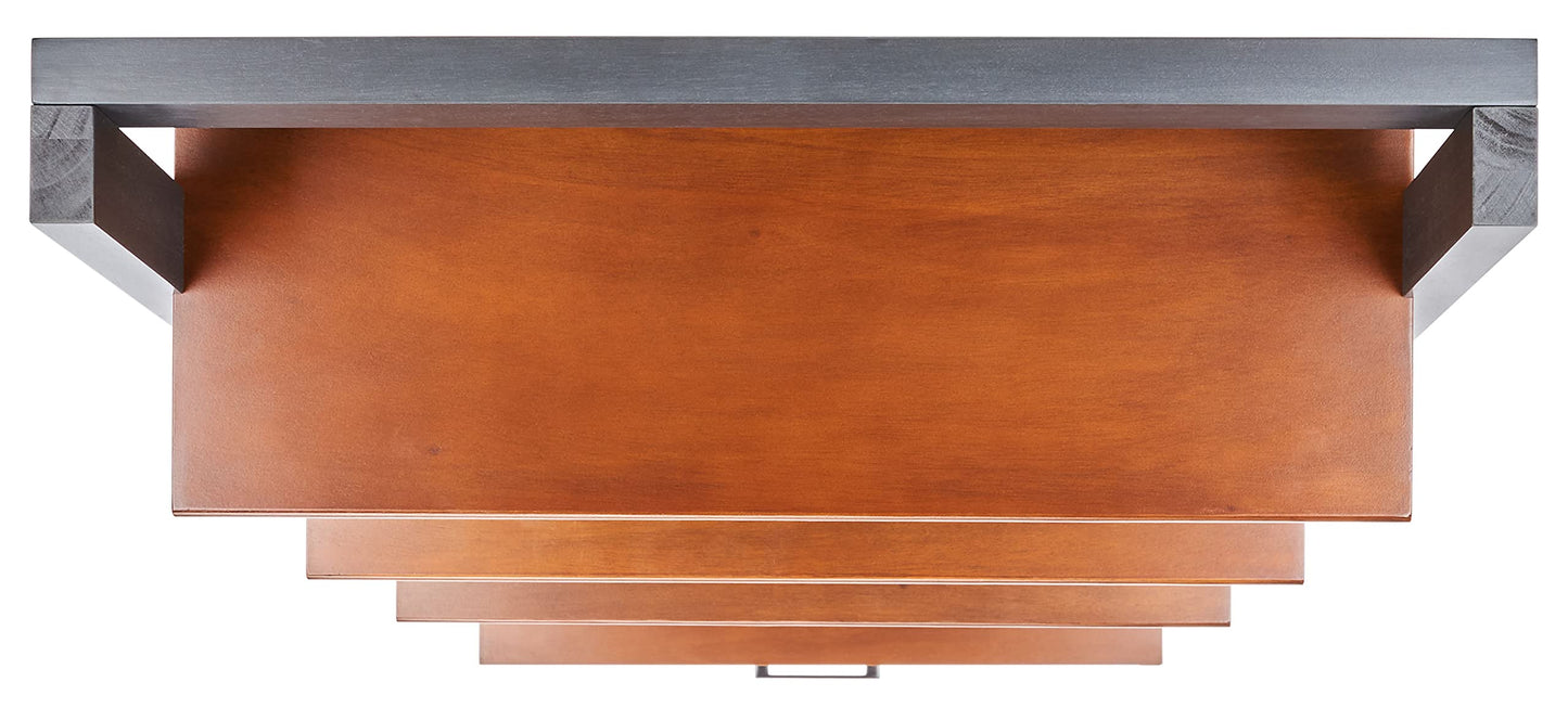 SAFAVIEH Home Collection Lavina Honey Brown/Charcoal 3-Tier 1-Door Leaning Storage Display Shelves Living Room Bedroom Office Etagere